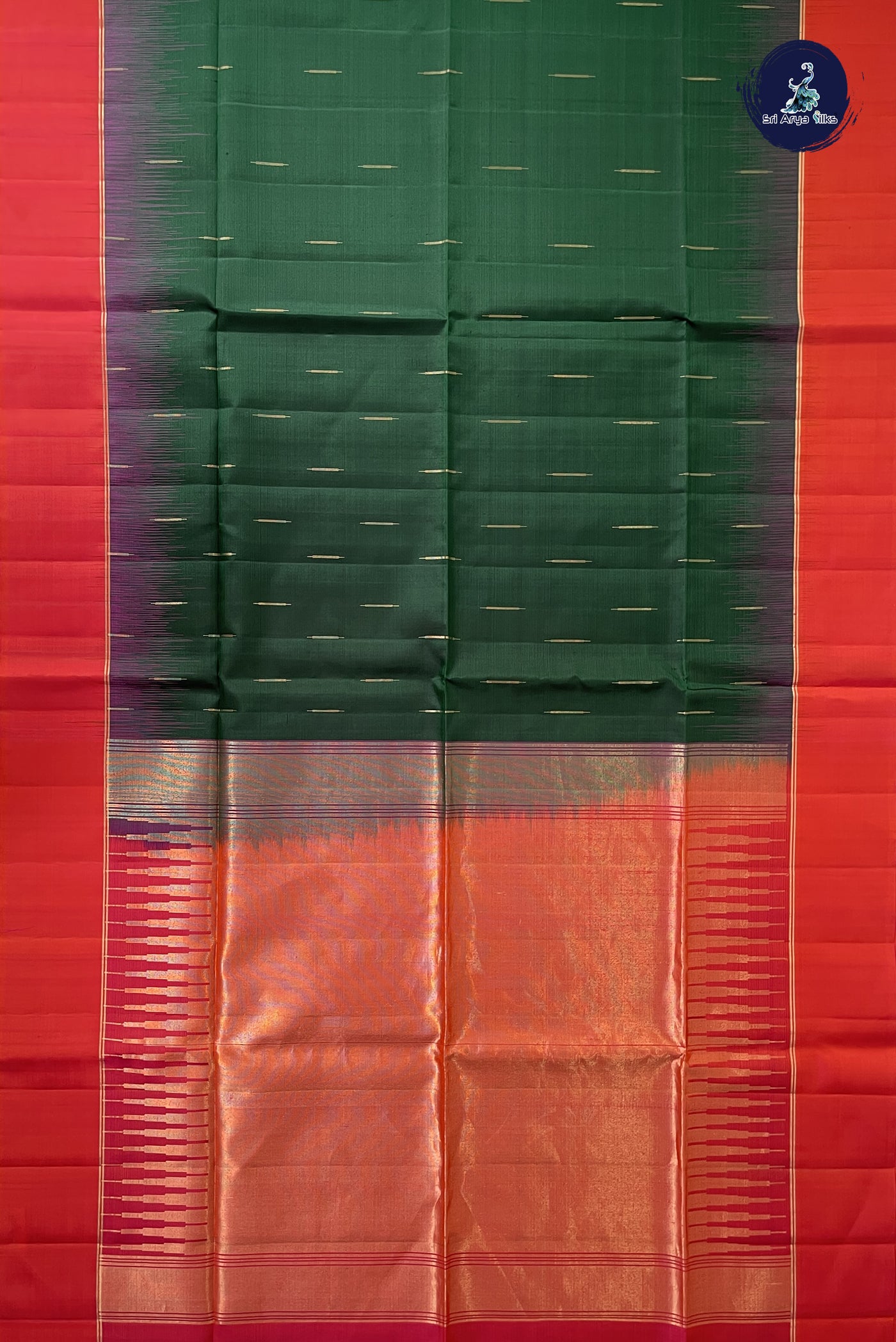Dark Green Soft Silk Saree With Zari Buttas Pattern