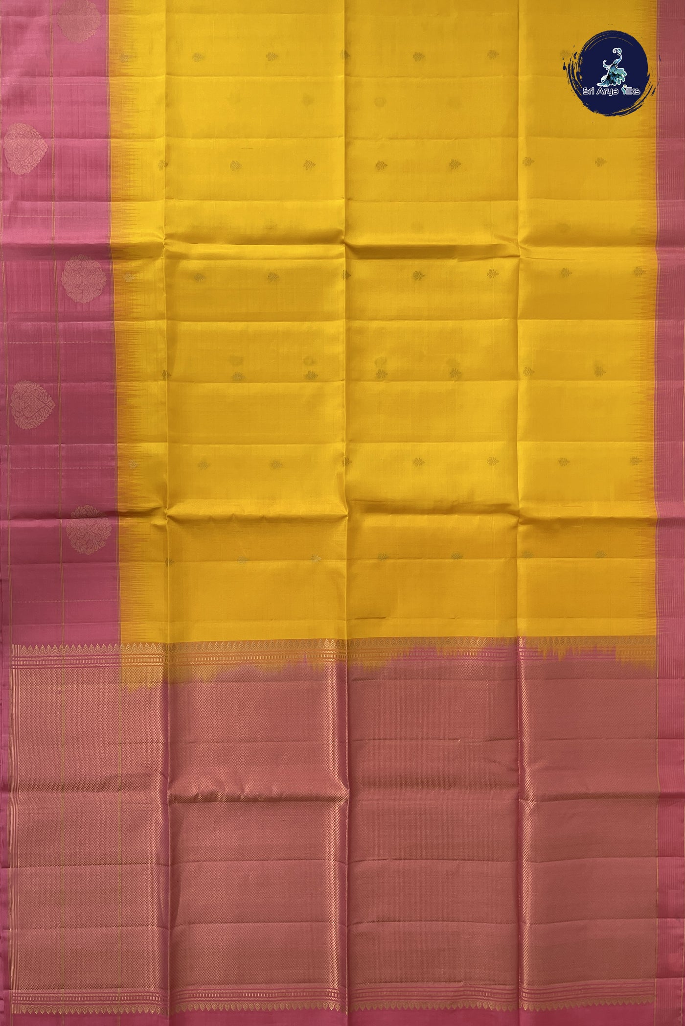 Yellow Soft Silk Saree With Zari Buttas Pattern