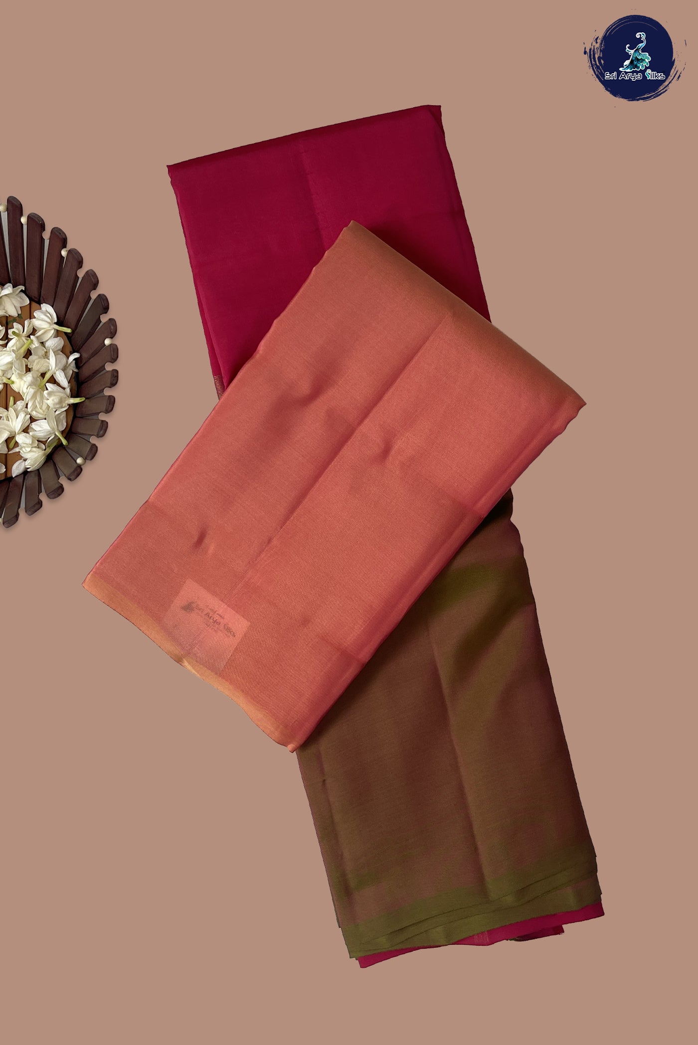 Multi Colour Light Weight Silk Saree With Muppagam / 3 Part Pattern