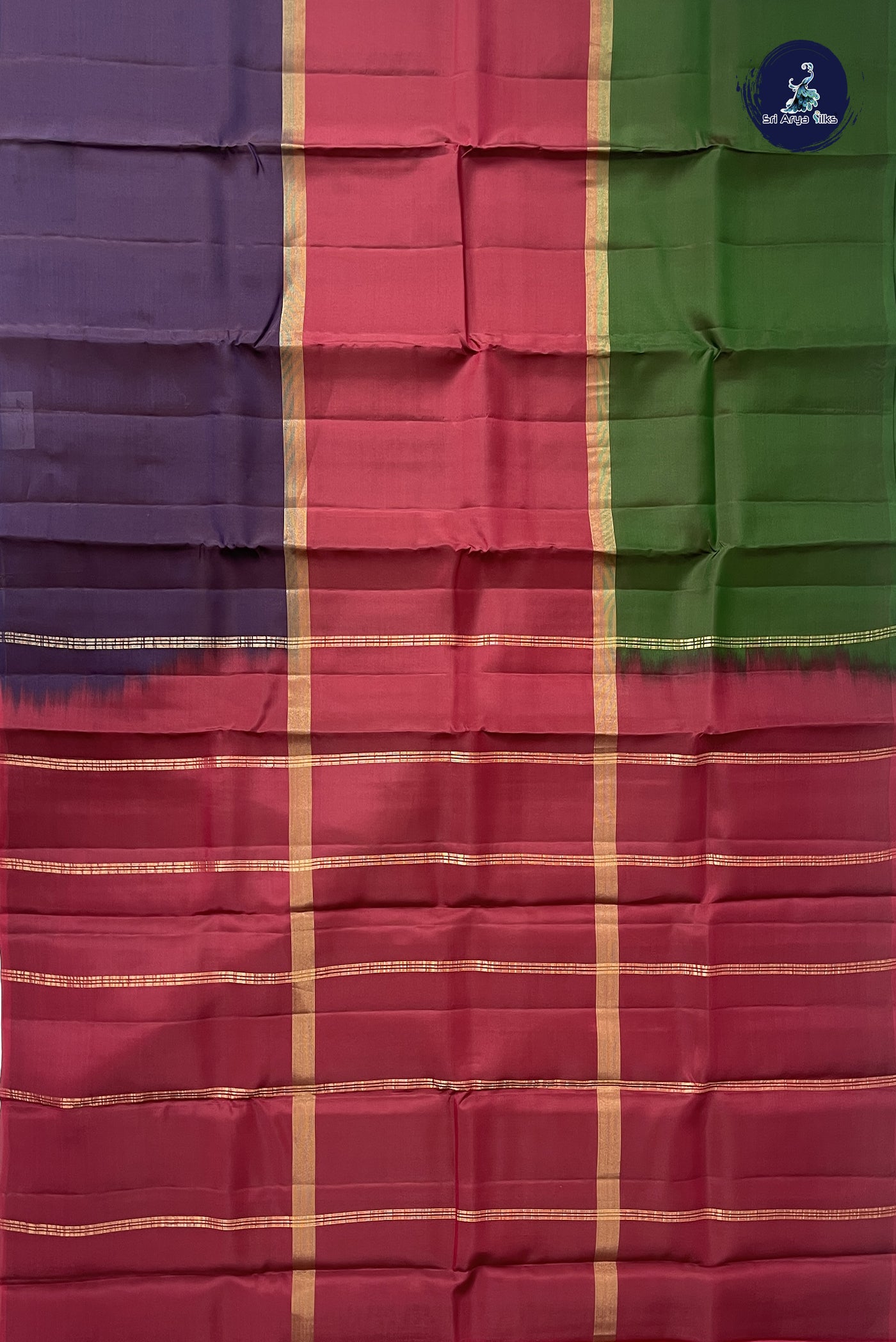 Multi Colour Light Weight Silk Saree With Muppagam / 3 Part Pattern