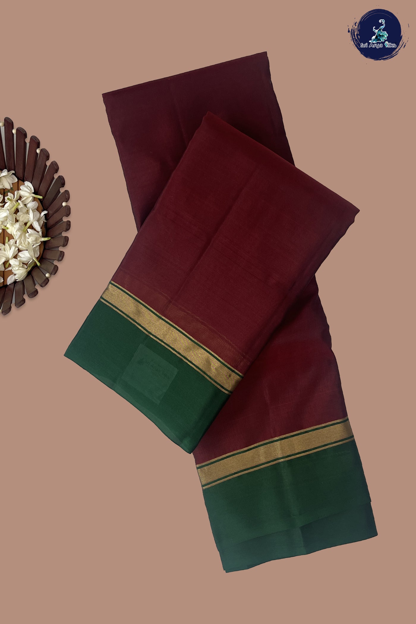 Dual Tone Brown Light Weight Silk Saree With Plain Pattern