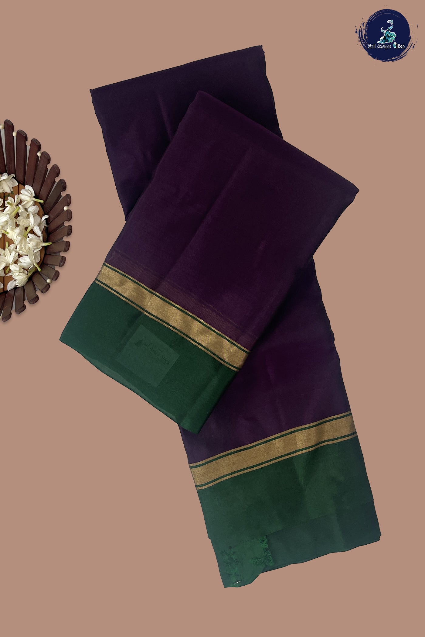 Jamun Light Weight Silk Saree With Plain Pattern