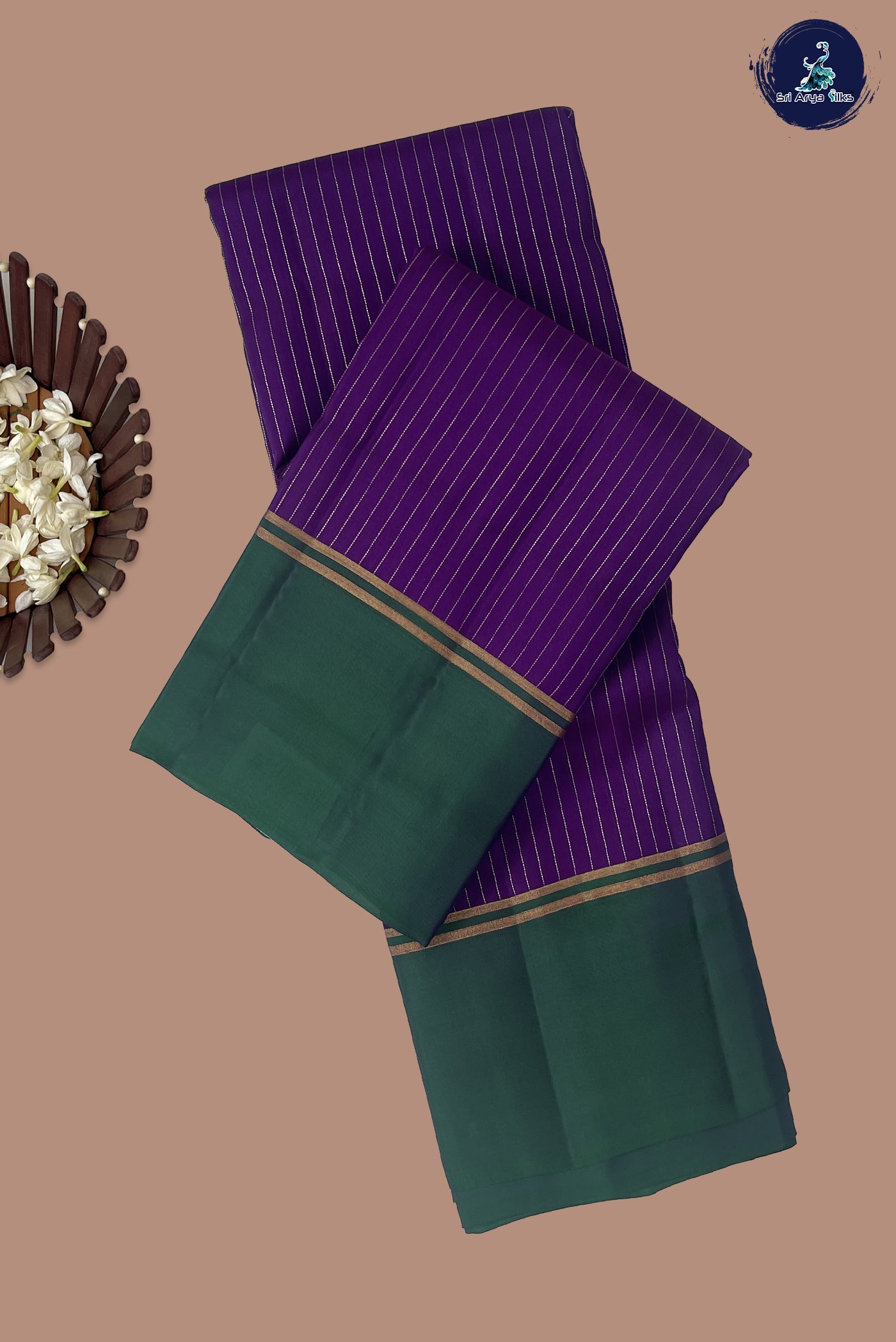 Violet Light Weight Silk Saree With Stripes Pattern