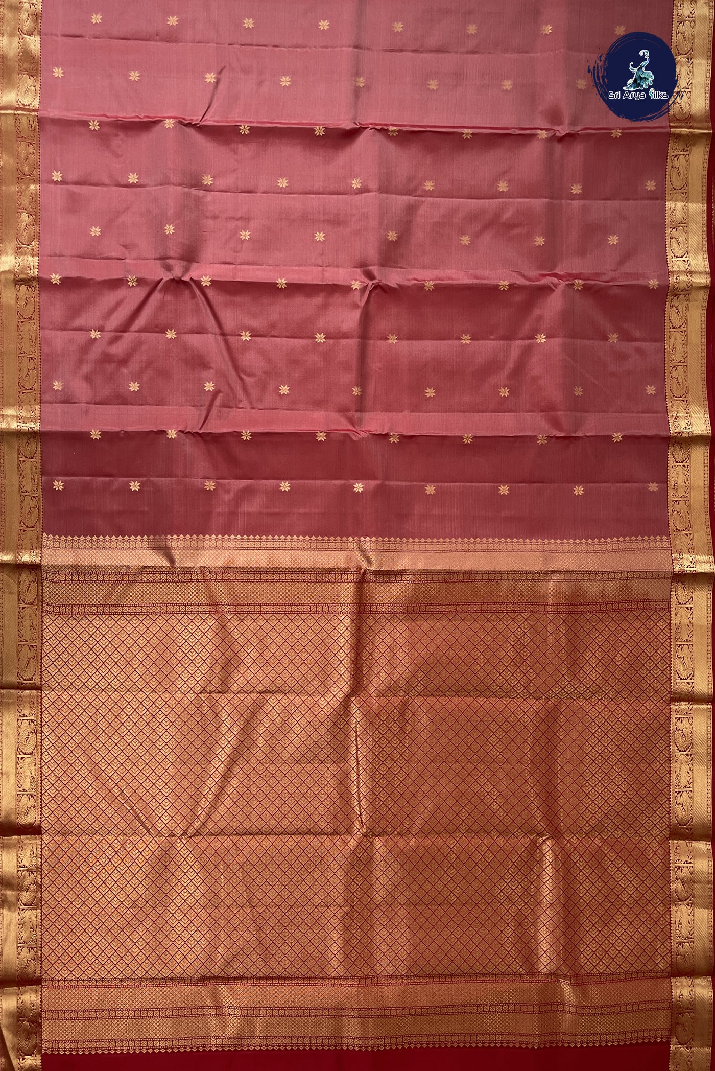 Red Light Weight Silk Saree With Zari Buttas Pattern