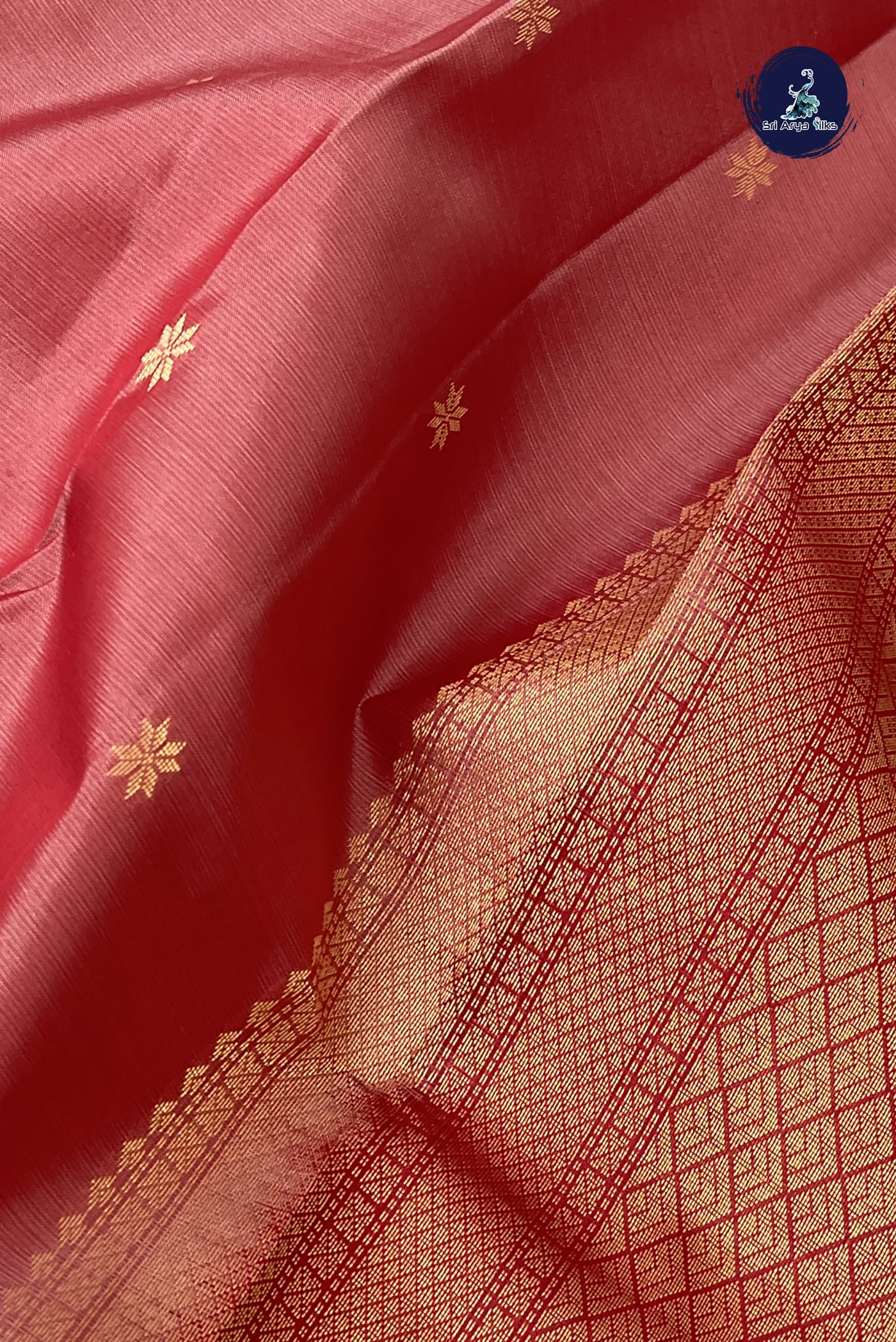 Red Light Weight Silk Saree With Zari Buttas Pattern