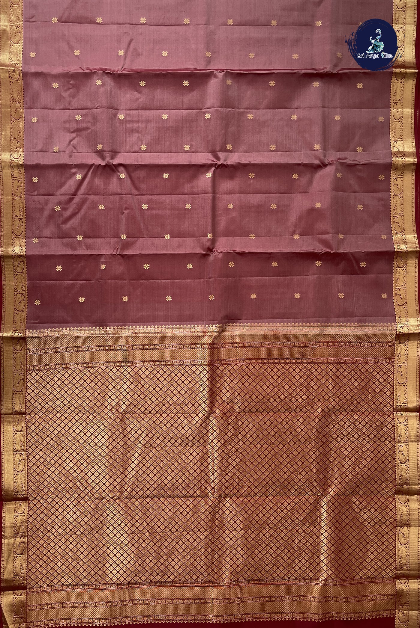 Dual Tone Brown Light Weight Silk Saree With Zari Buttas Pattern