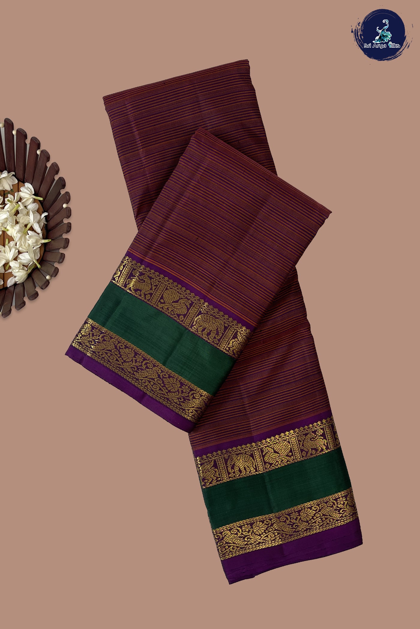Multi Colour Traditional Silk Saree With Stripes Pattern
