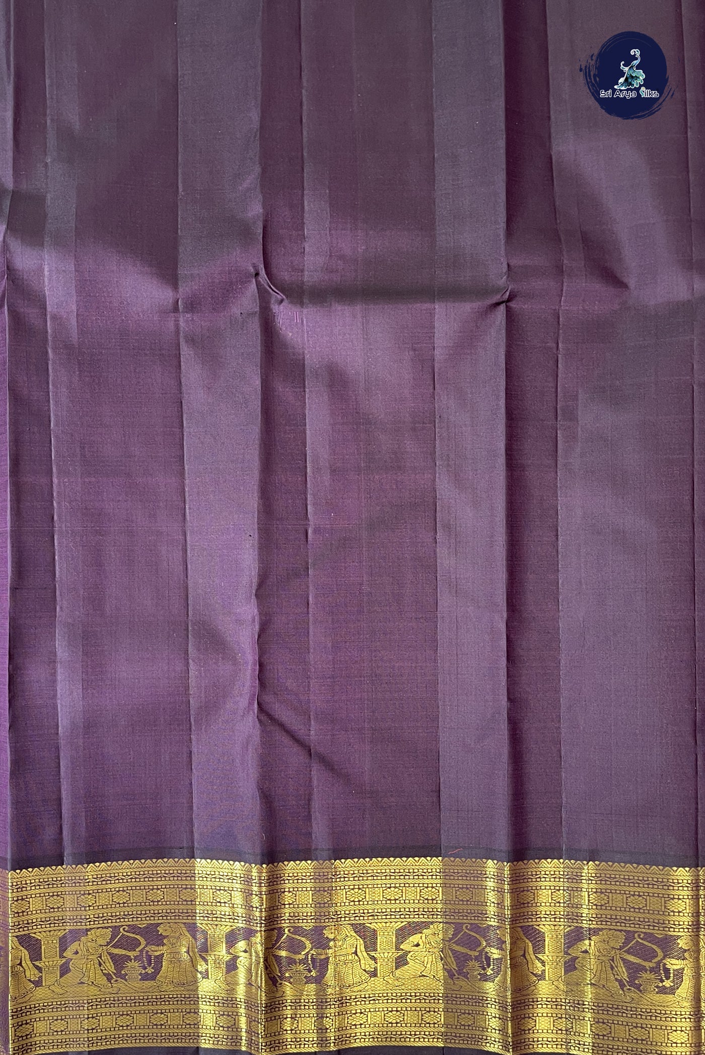 Biscuit Shade Korvai Contrast Silk Saree With Veldhari Stripes Pattern