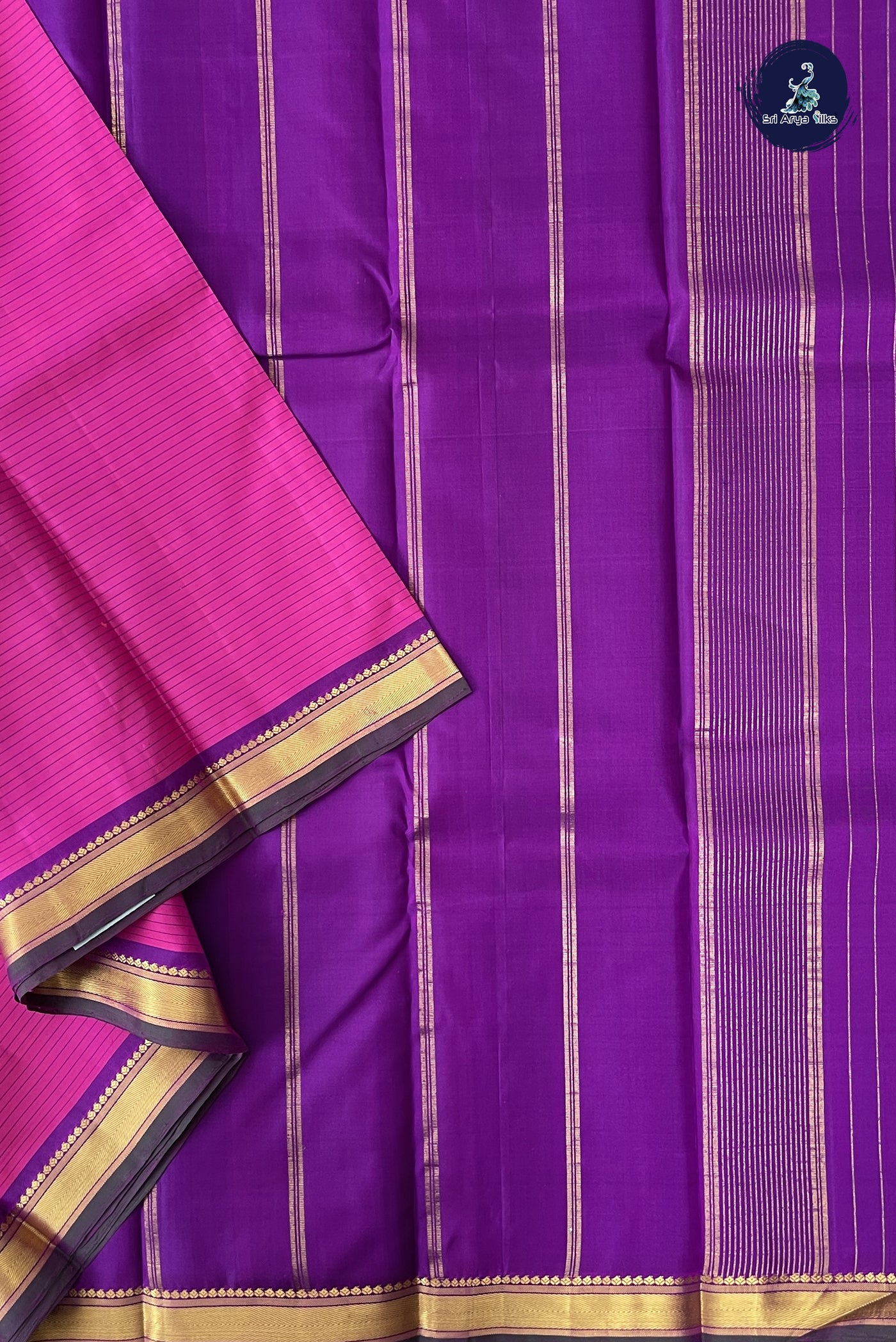 Pink Light Weight Silk Saree With Stripes Pattern