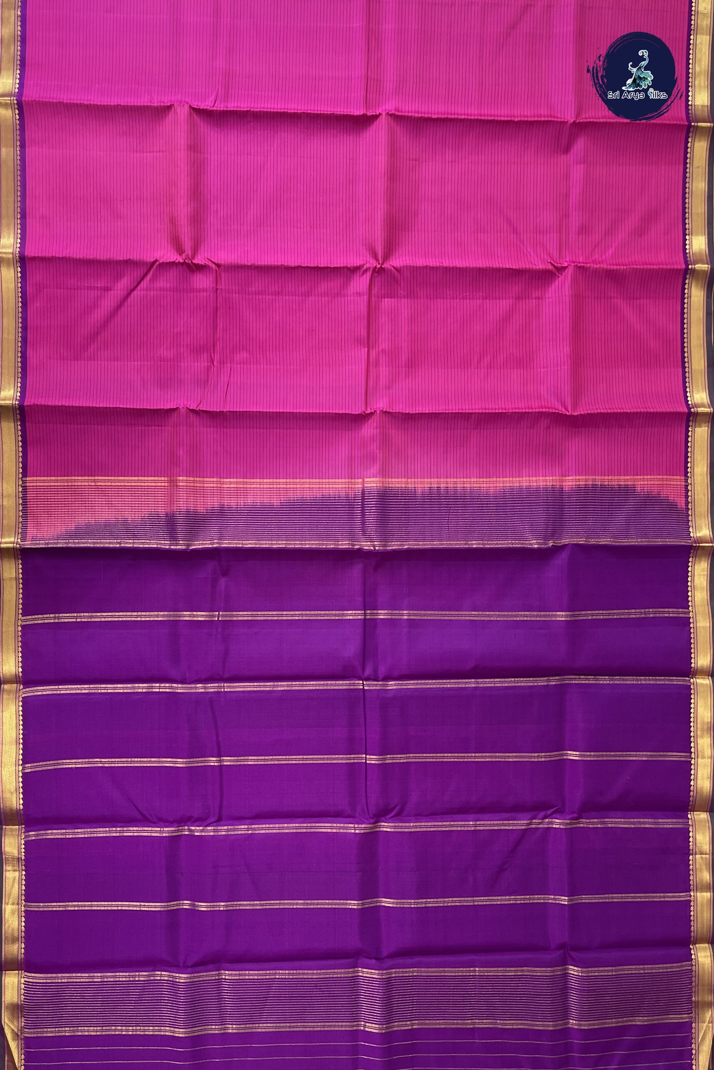 Pink Light Weight Silk Saree With Stripes Pattern