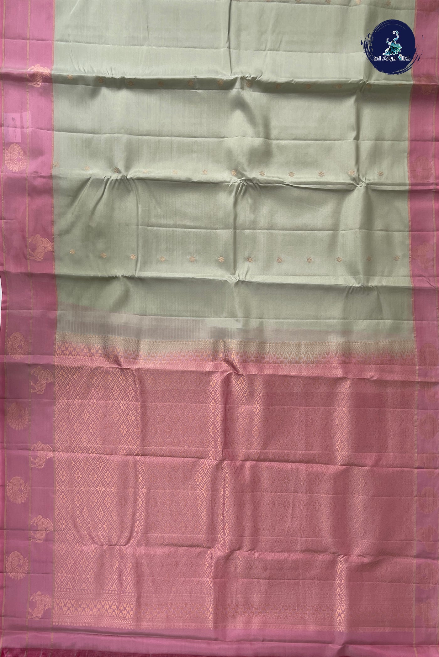 Pastel Shade Half Pure Silk Saree With Zari Buttas Pattern