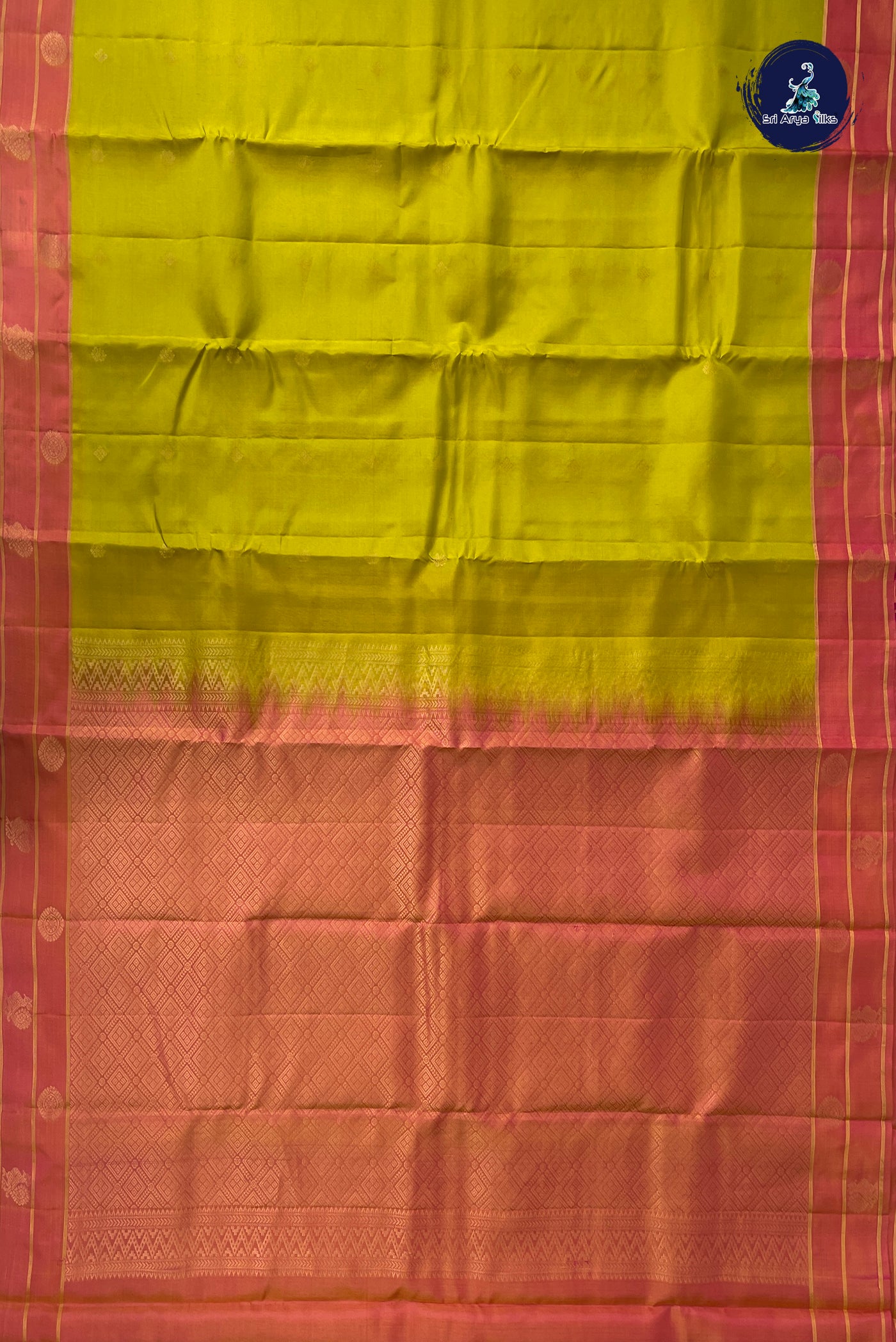 Yellow Half Pure Silk Saree With Zari Buttas Pattern