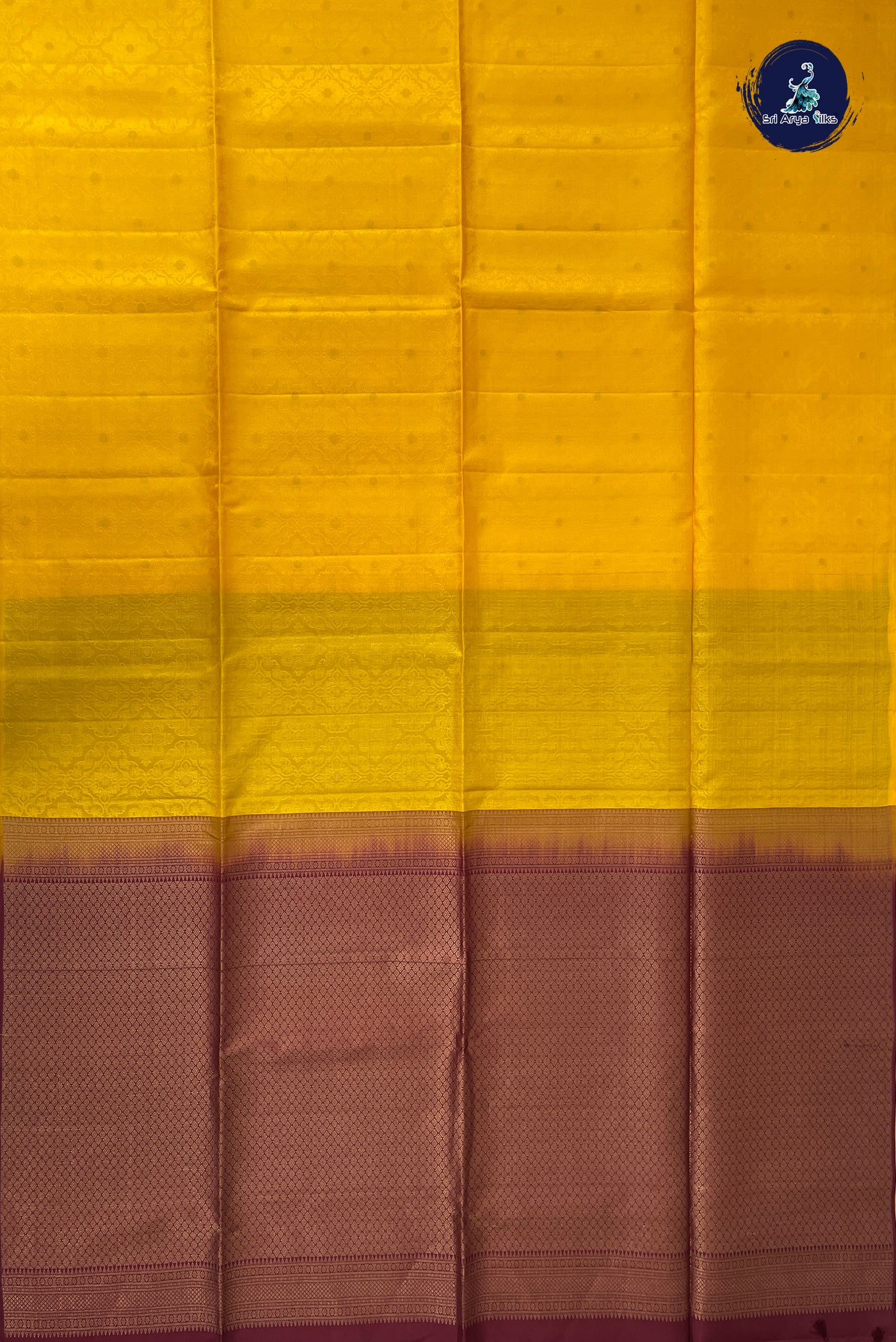 Yellow Half Pure Silk Saree With Embossed Pattern