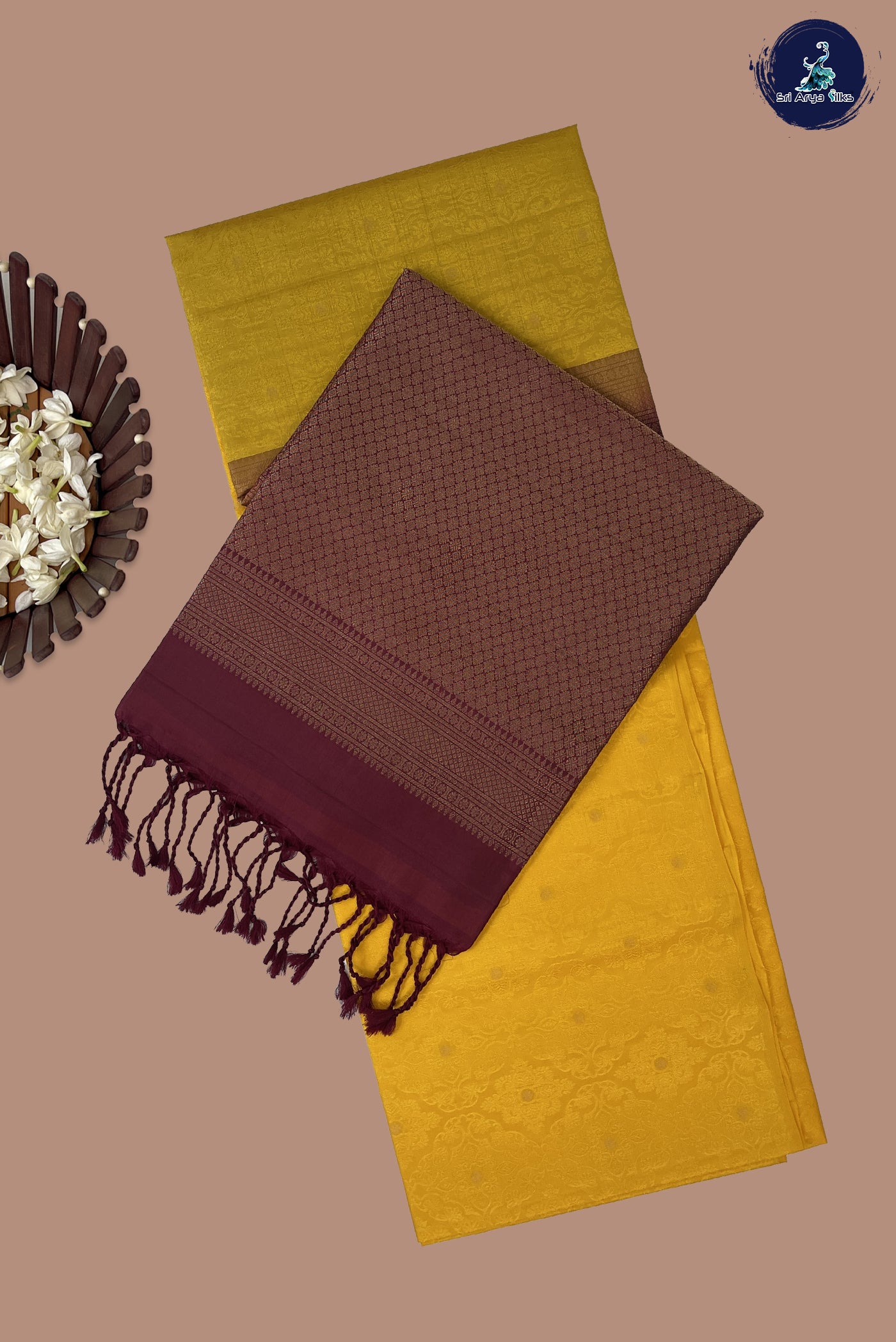 Yellow Half Pure Silk Saree With Embossed Pattern
