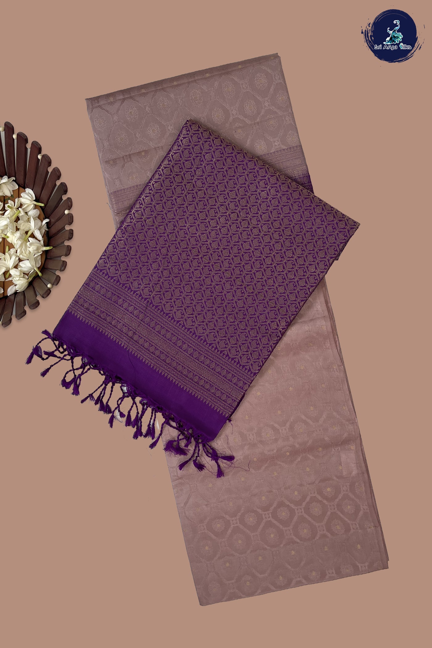 Pastel Shade Half Pure Silk Saree With Embossed Pattern