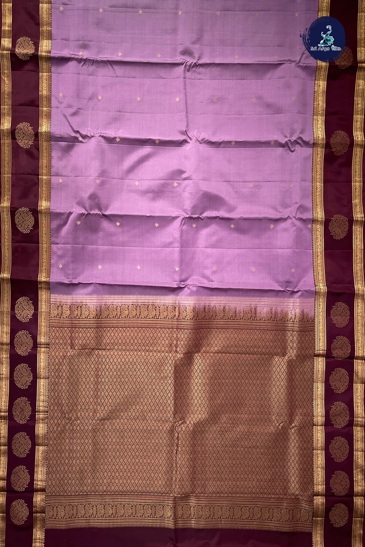 Mauve Half Pure Silk Saree With Zari Buttas Pattern