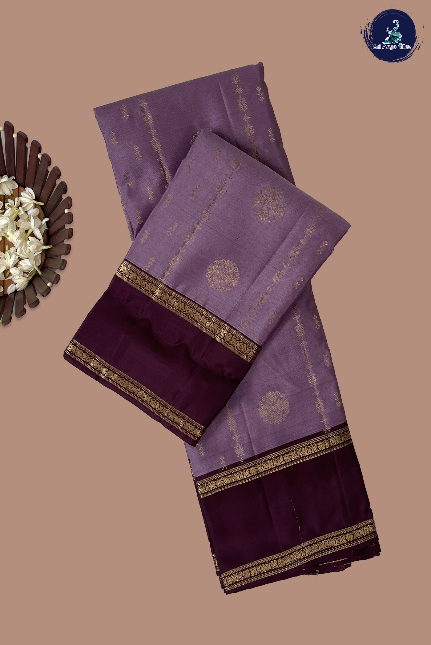 Mauve Pink Half Pure Silk Saree With Zari Buttas Pattern