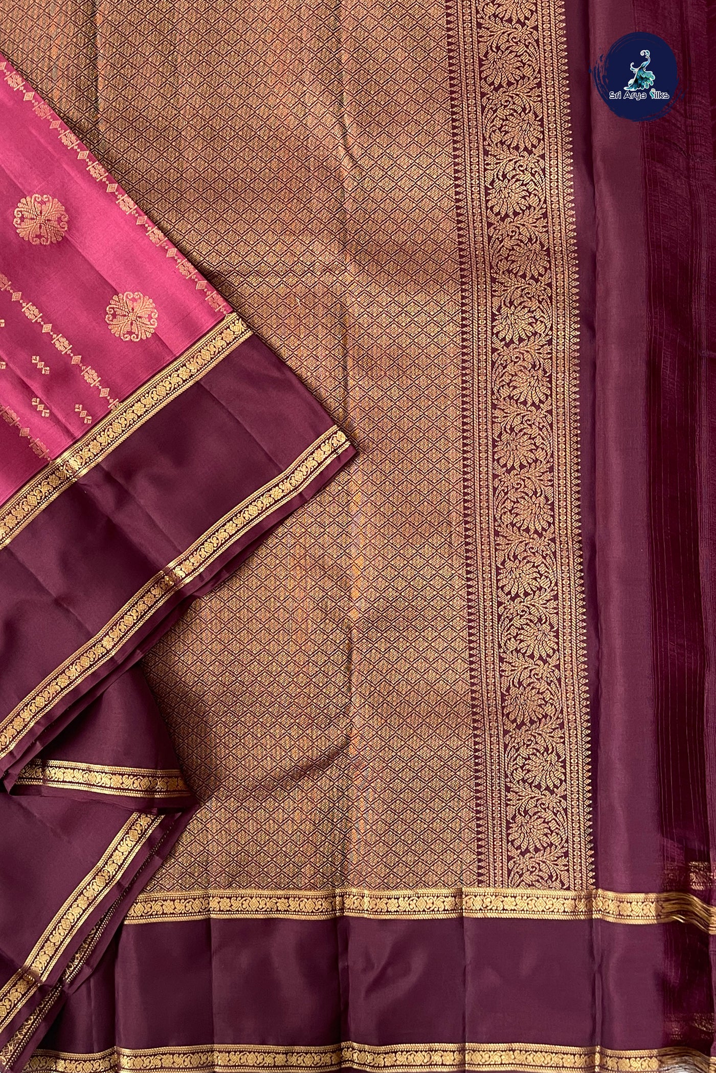 Pink Half Pure Silk Saree With Zari Buttas Pattern