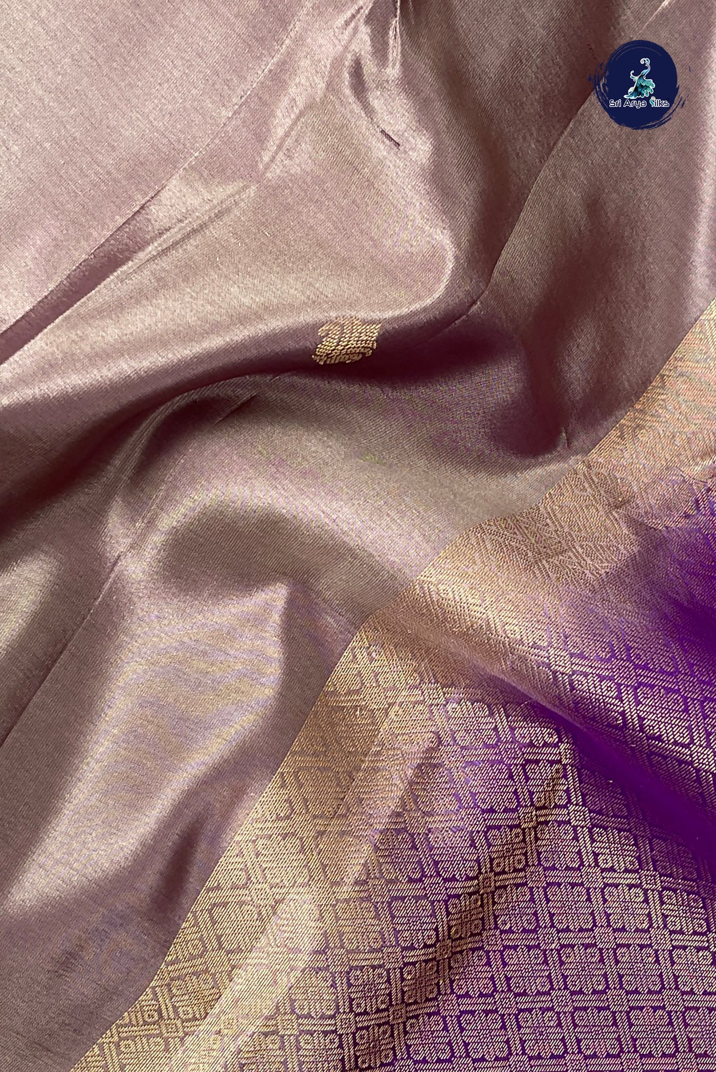 Light Brown Half Pure Silk Saree With Zari Buttas Pattern