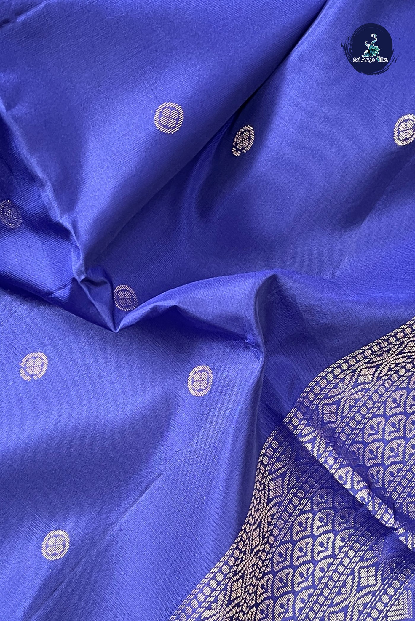 Dark Blue Half Pure Silk Saree With Zari Buttas Pattern