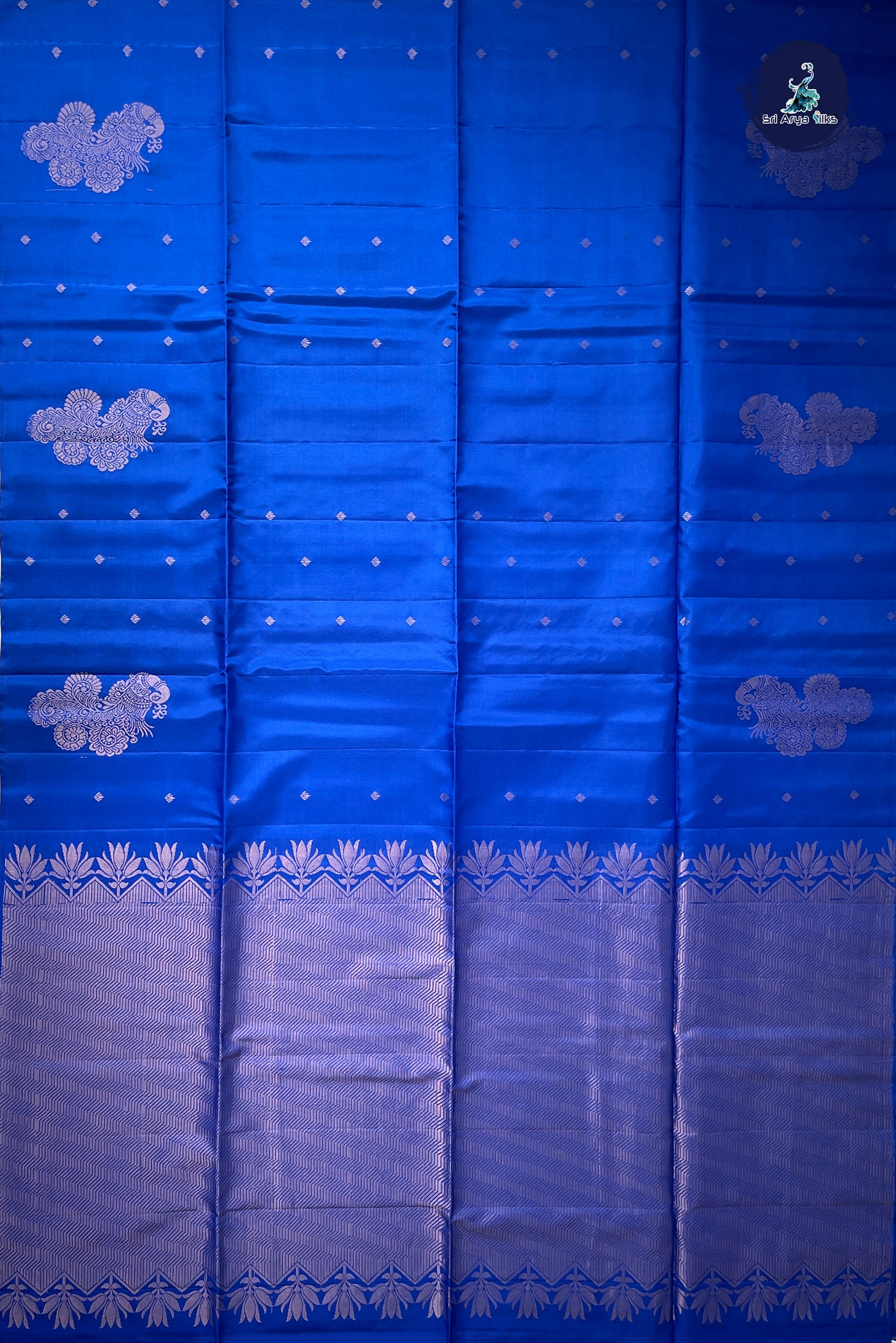 Blue Half Pure Silk Saree With Zari Buttas Pattern