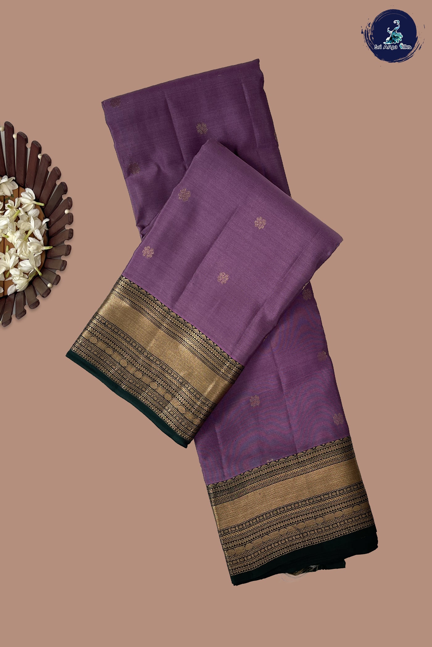 Mauve Pink Half Pure Silk Saree With Zari Buttas Pattern