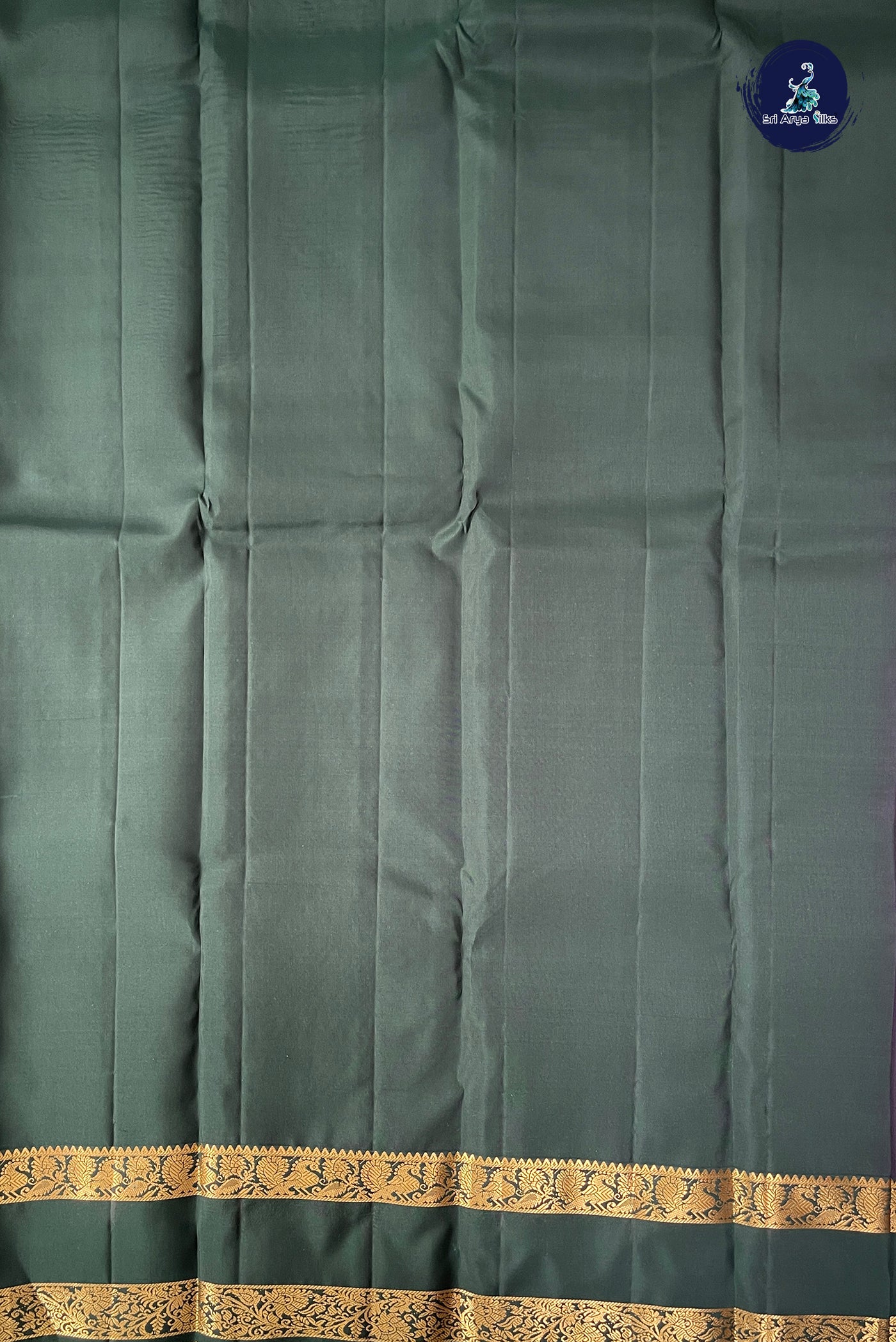 Dual Tone Green Half Pure Silk Saree With Zari Buttas Pattern