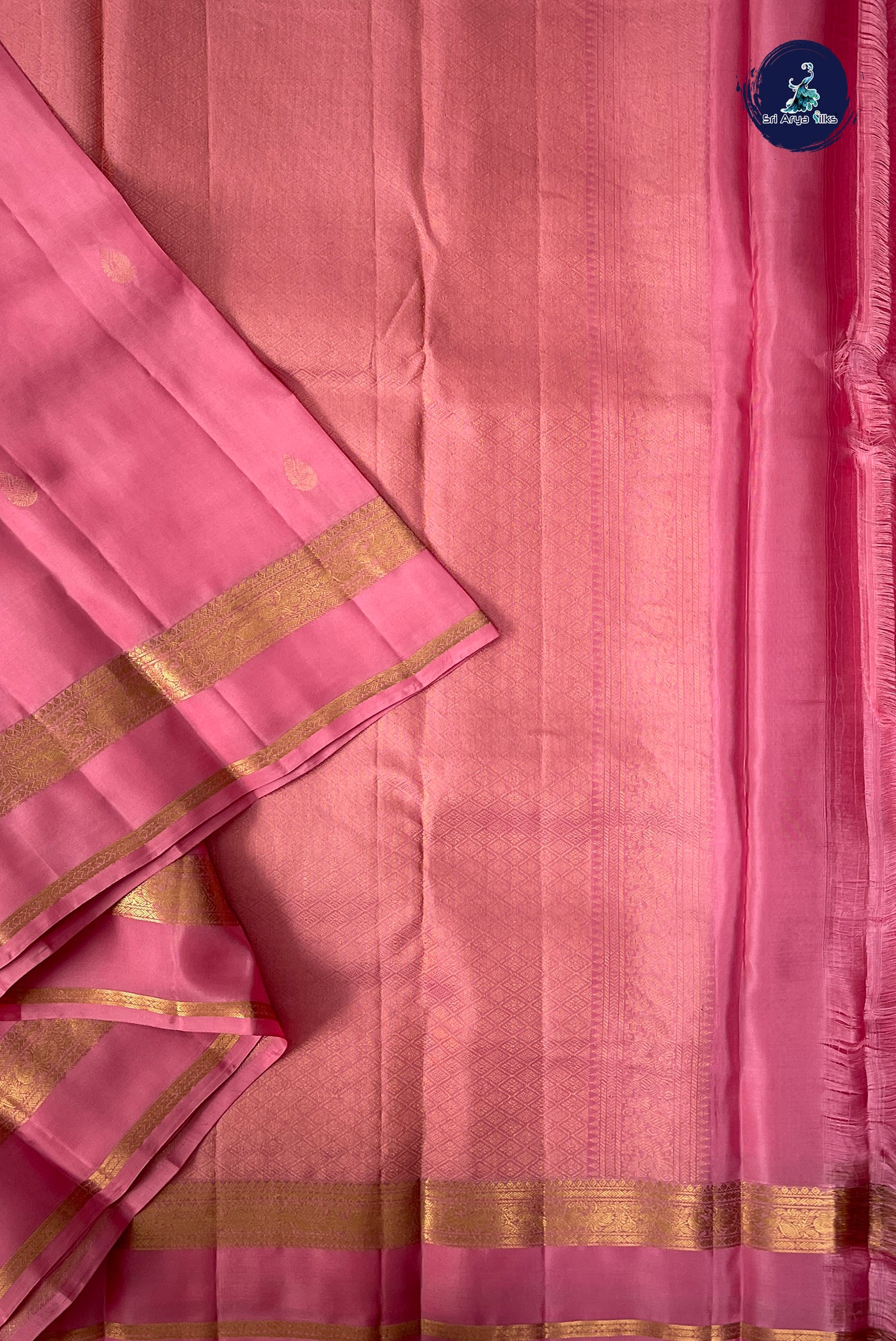 Pink Half Pure Silk Saree With Zari Buttas Pattern