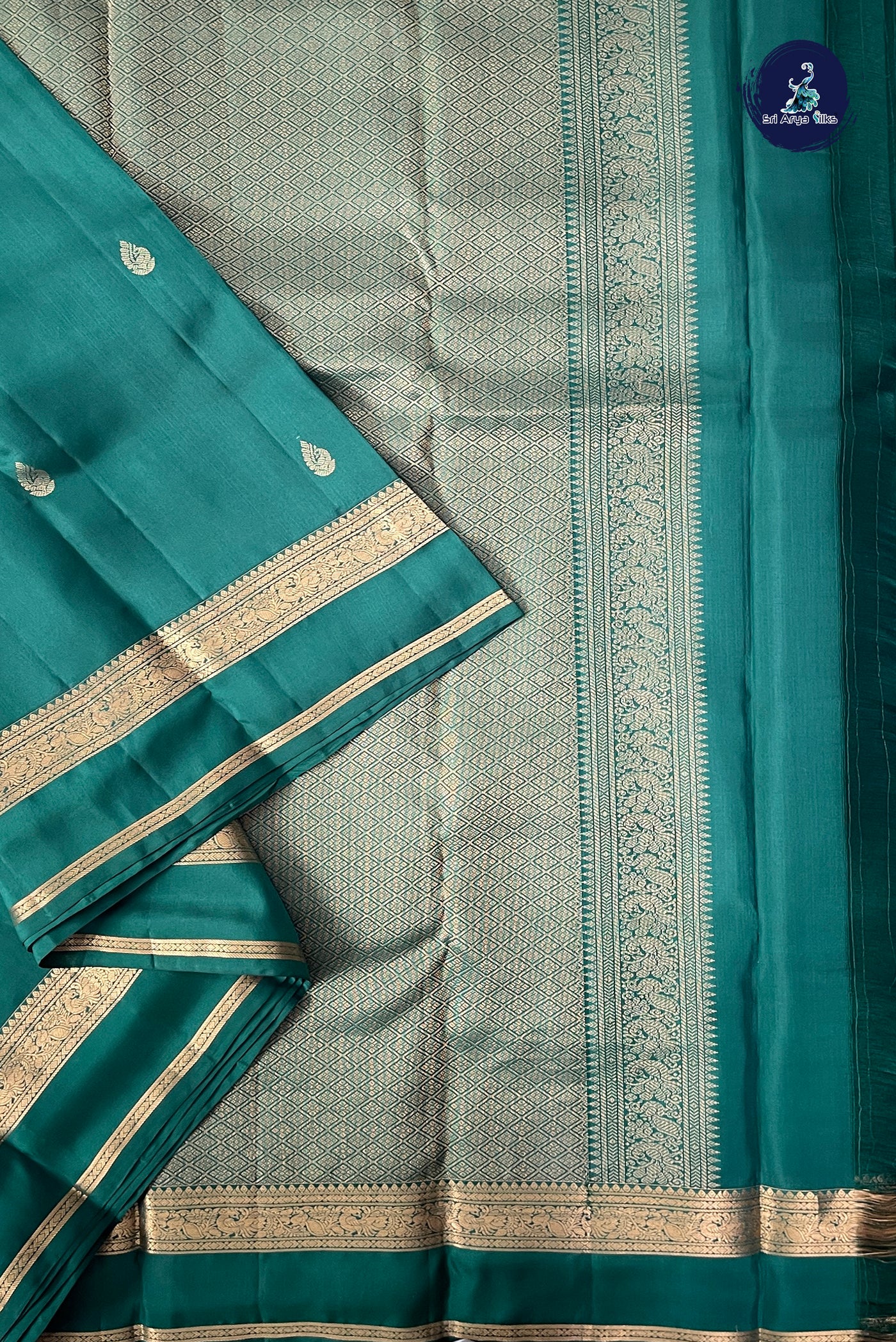 Green Half Pure Silk Saree With Zari Buttas Pattern