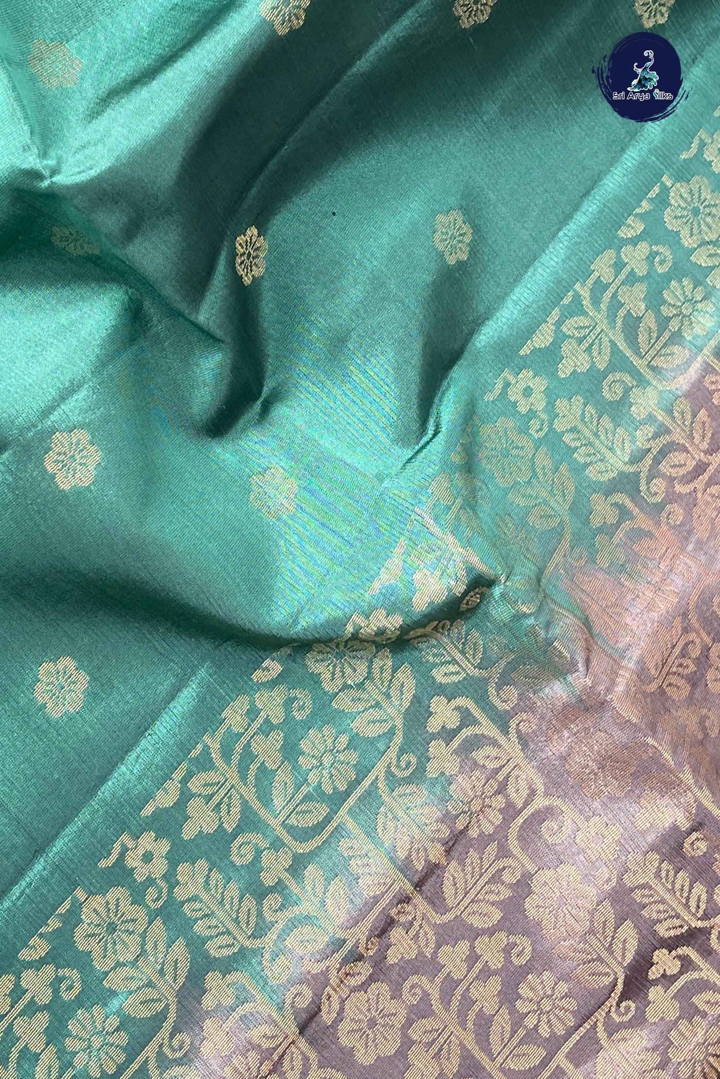 Greenish Grey Half Pure Silk Saree With Zari Buttas Pattern
