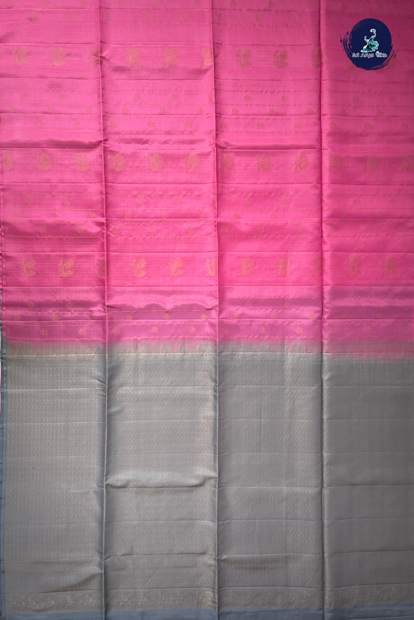 Pink Half Pure Silk Saree With Zari Woven Pattern