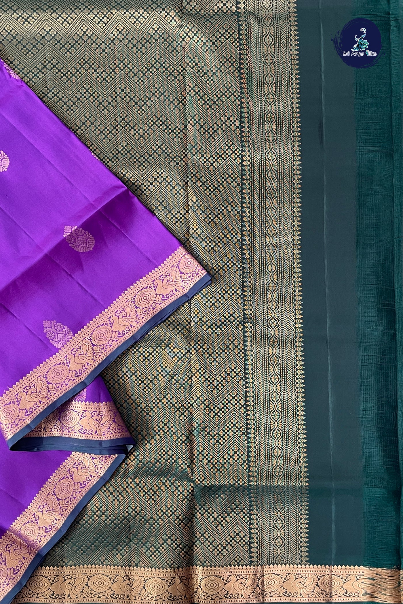 Purple Half Pure Silk Saree With Zari Buttas Pattern
