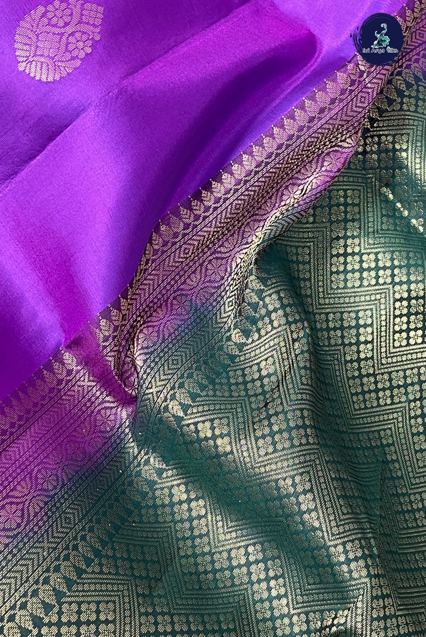 Purple Half Pure Silk Saree With Zari Buttas Pattern