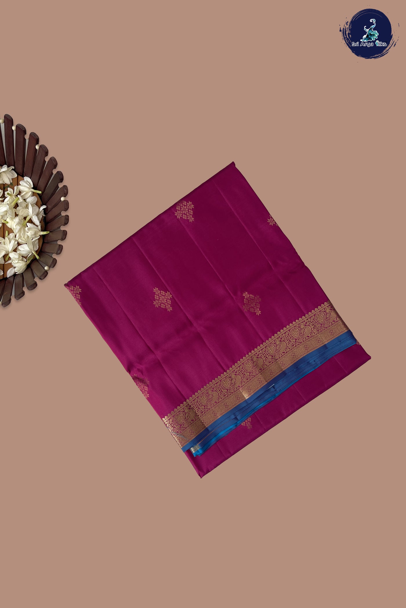 Rani Pink Half Pure Silk Saree With Zari Buttas Pattern