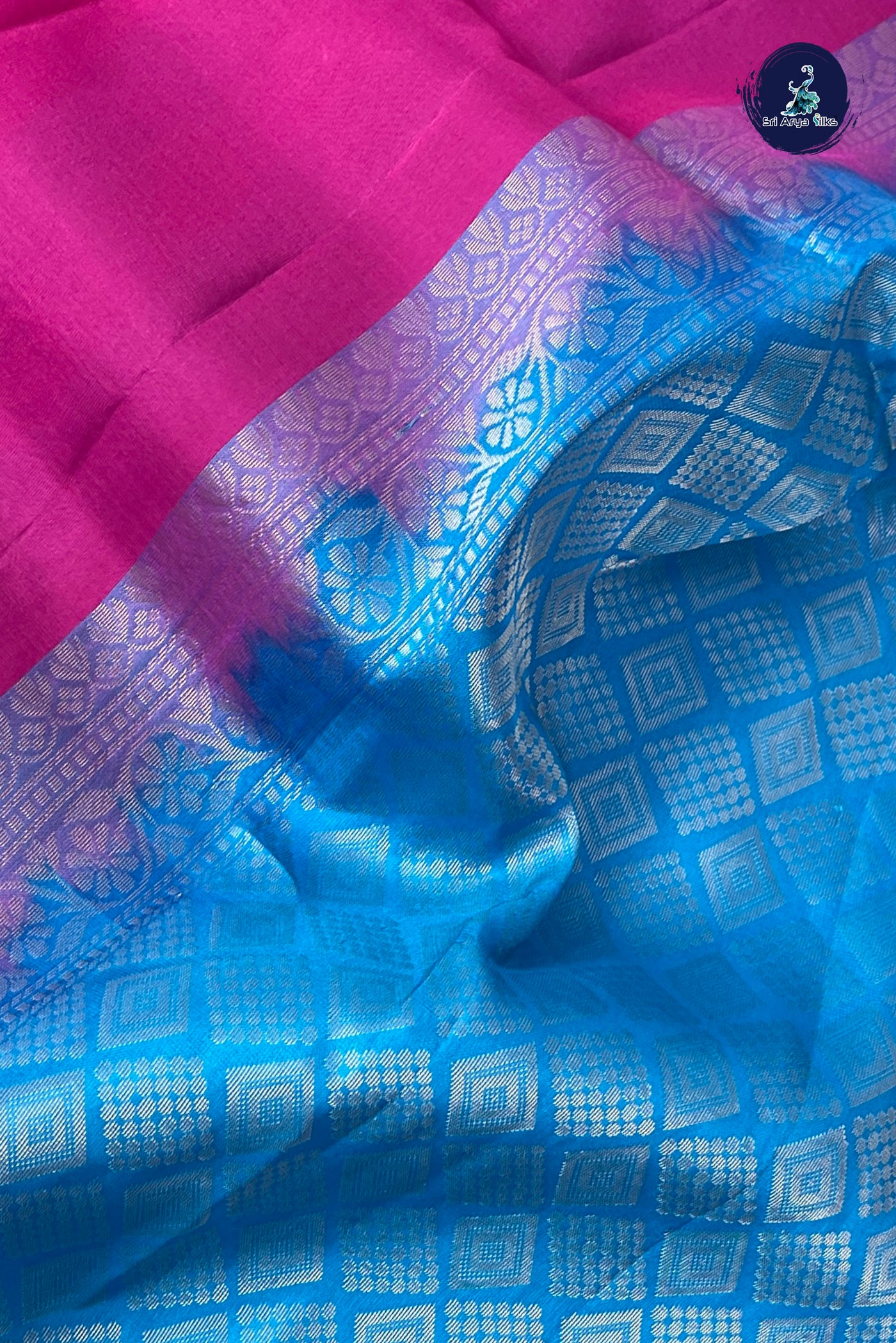 Rani Pink Half Pure Silk Saree With Zari Buttas Pattern