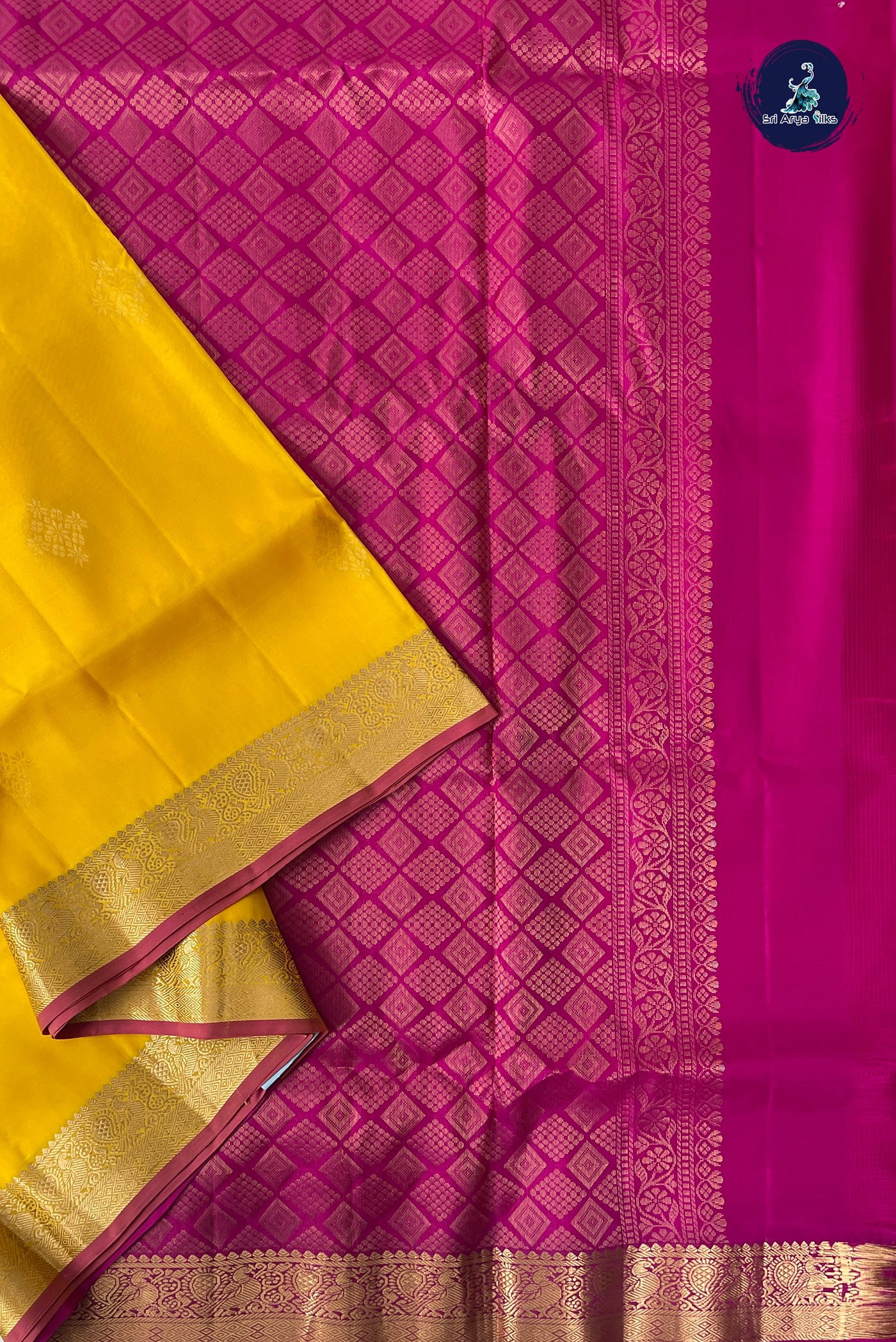 Yellow Half Pure Silk Saree With Zari Buttas Pattern