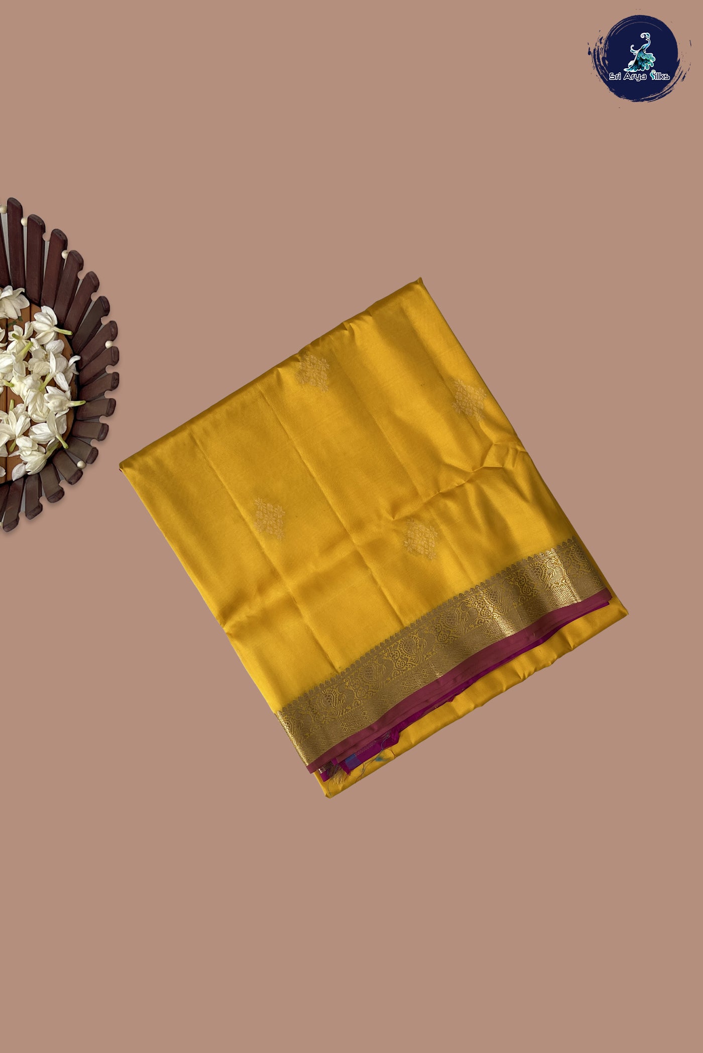 Yellow Half Pure Silk Saree With Zari Buttas Pattern