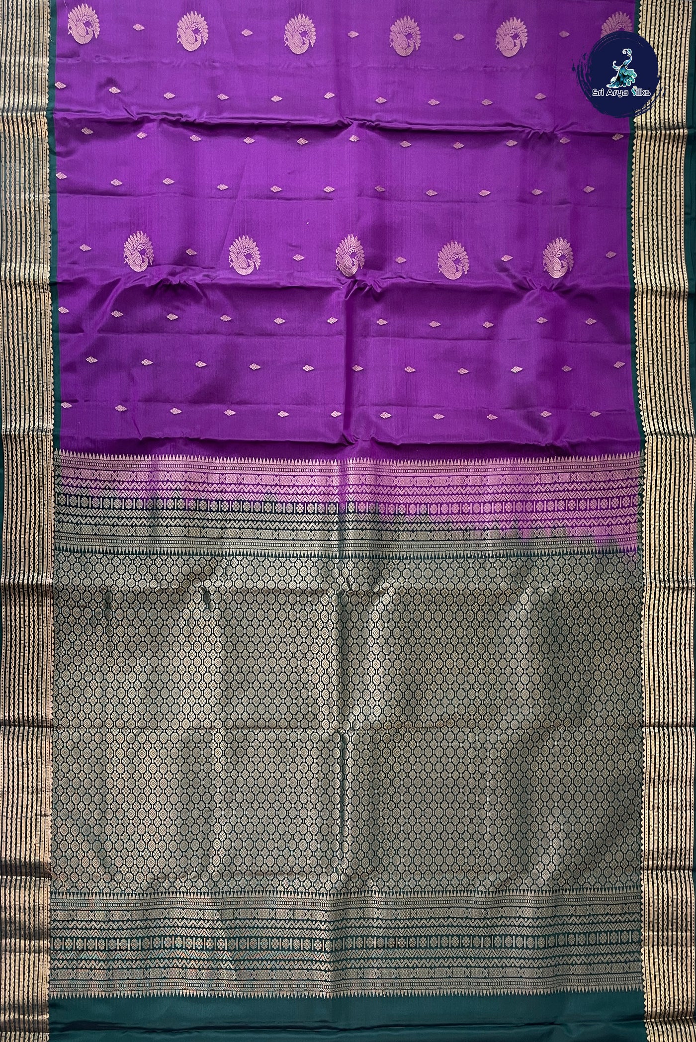 Purple Half Pure Silk Saree With Zari Buttas Pattern