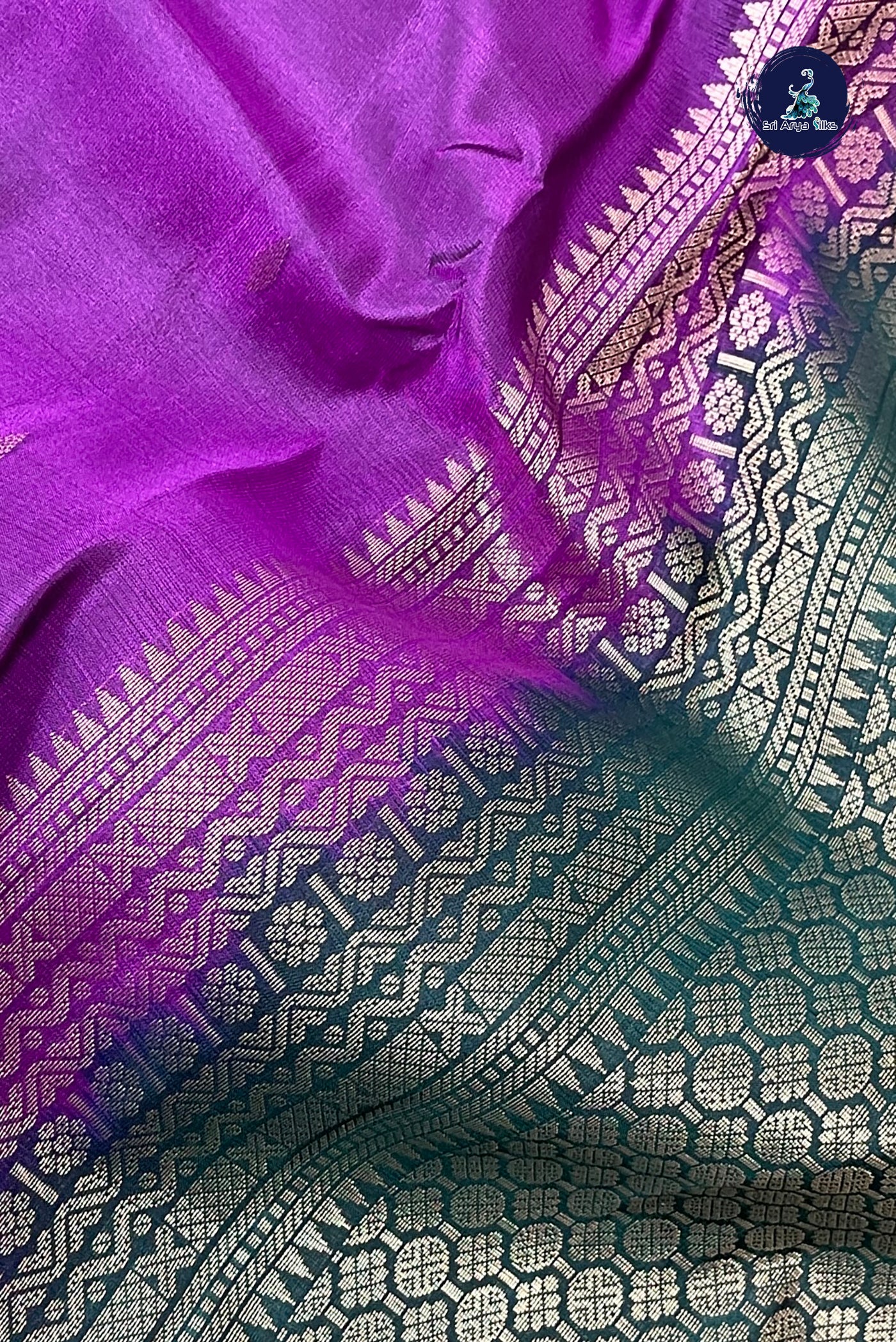 Purple Half Pure Silk Saree With Zari Buttas Pattern