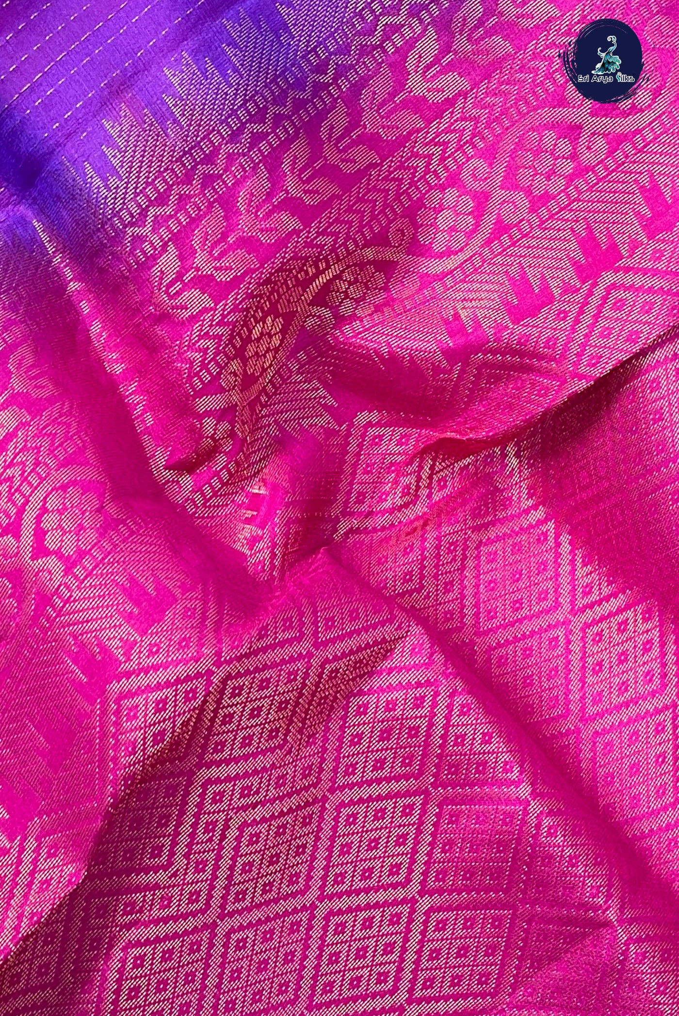 Dual Tone Purple Half Pure Silk Saree With Zari Buttas Pattern