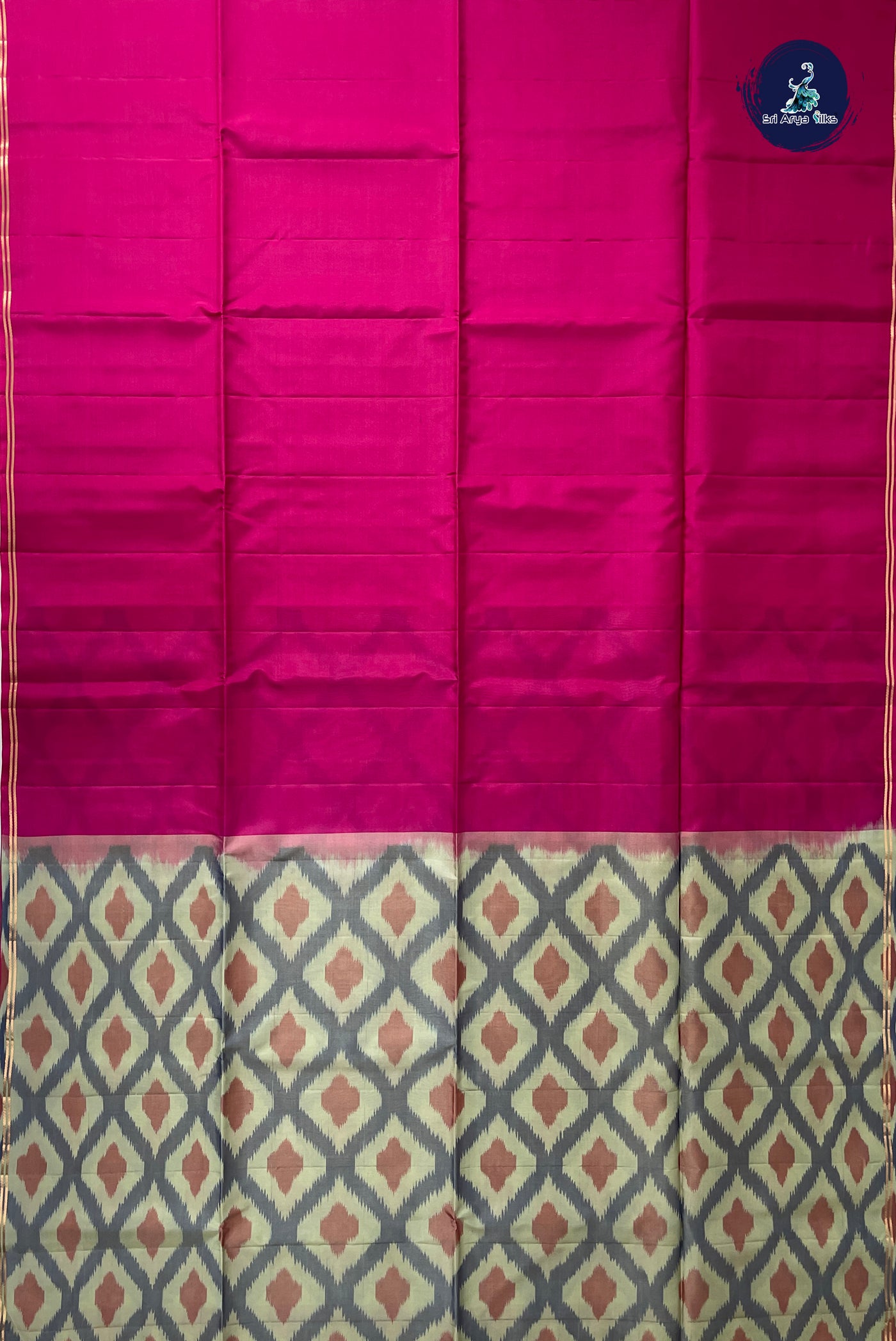 Pink Half Pure Silk Saree With Plain Pattern
