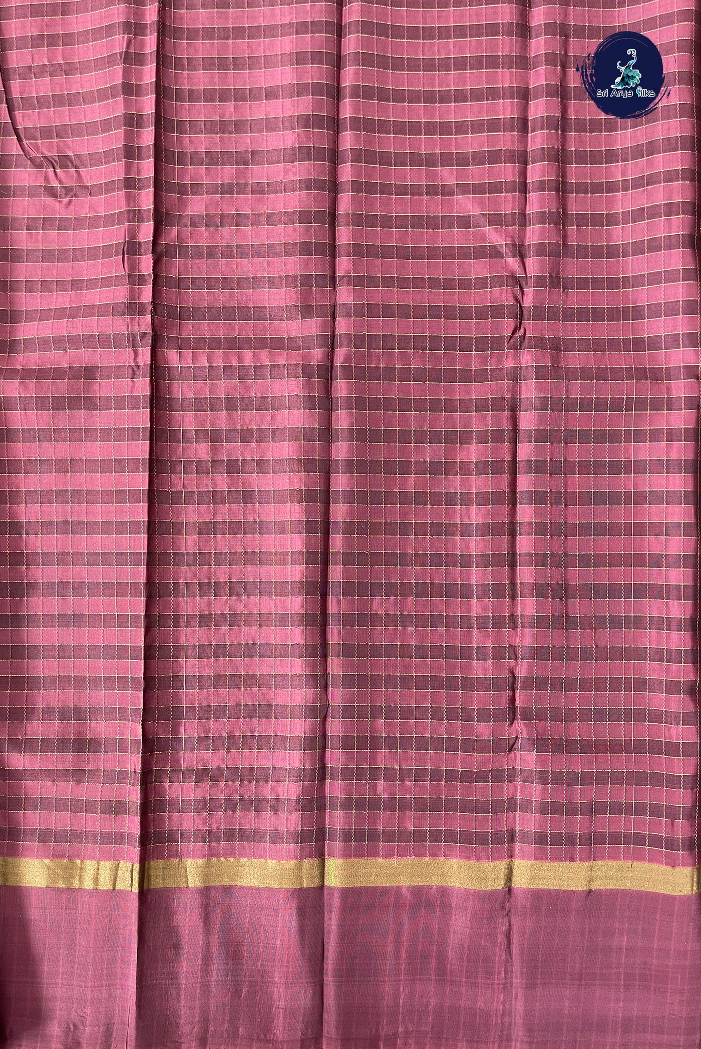 Dual Tone Grey Half Pure Silk Saree With Zari Checked Pattern