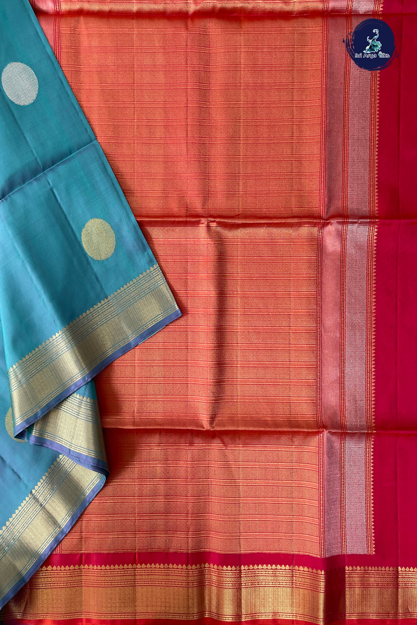 Dual Tone Blue Soft Silk Saree With Zari Buttas Pattern