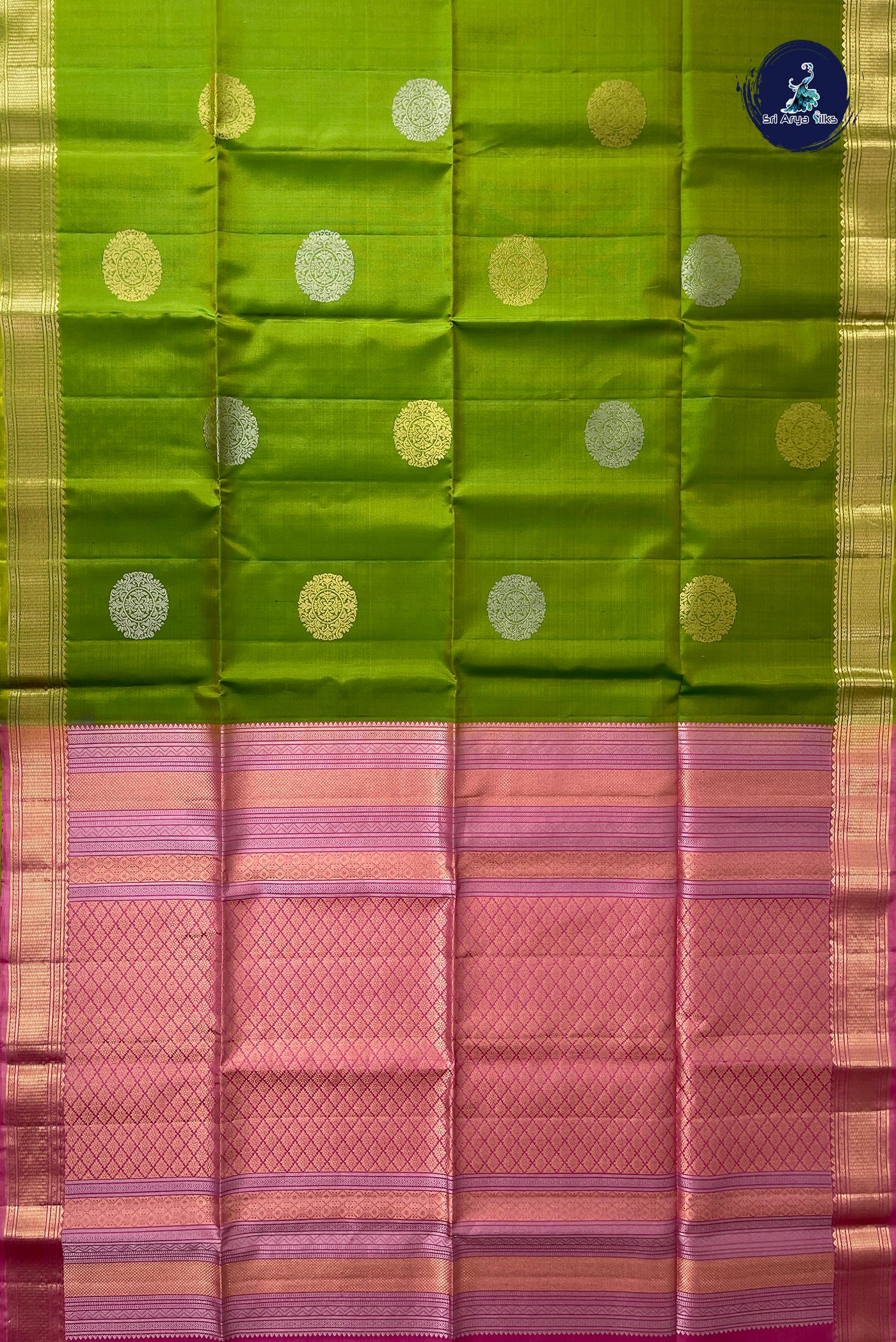 Green Soft Silk Saree With Zari Buttas Pattern