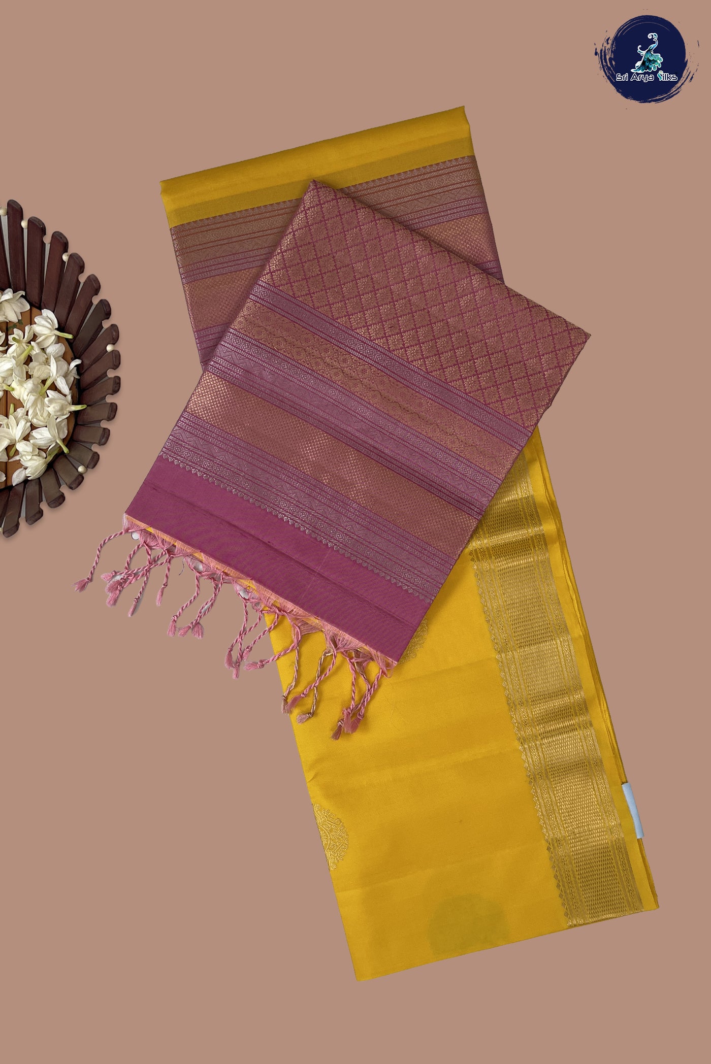 Yellow Soft Silk Saree With Zari Buttas Pattern