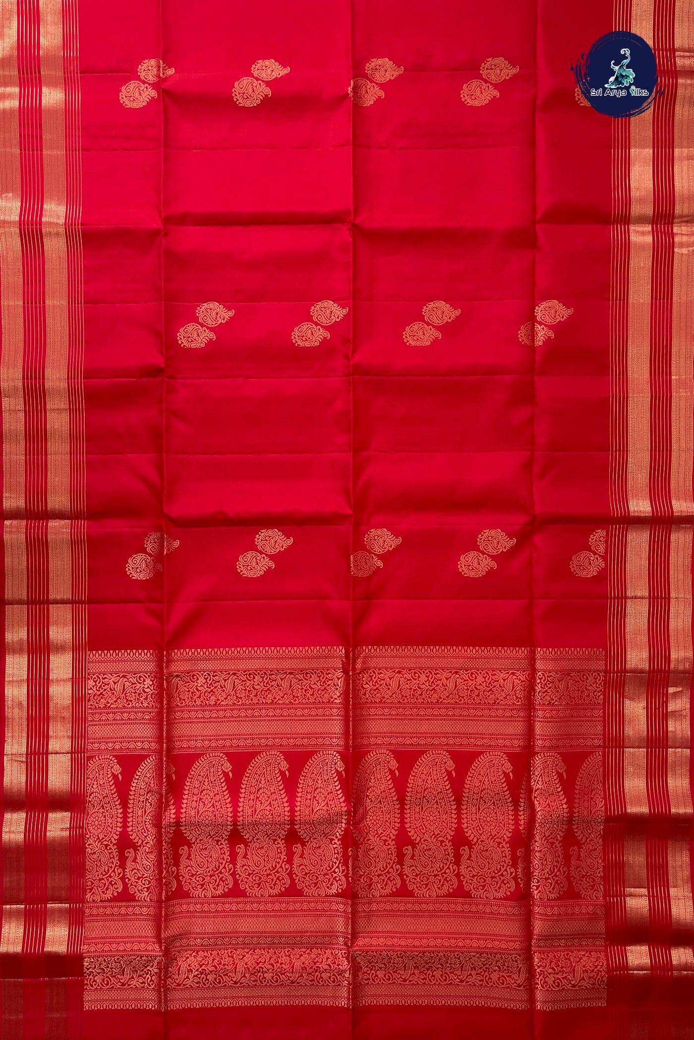 Red Soft Silk Saree With Zari Buttas Pattern