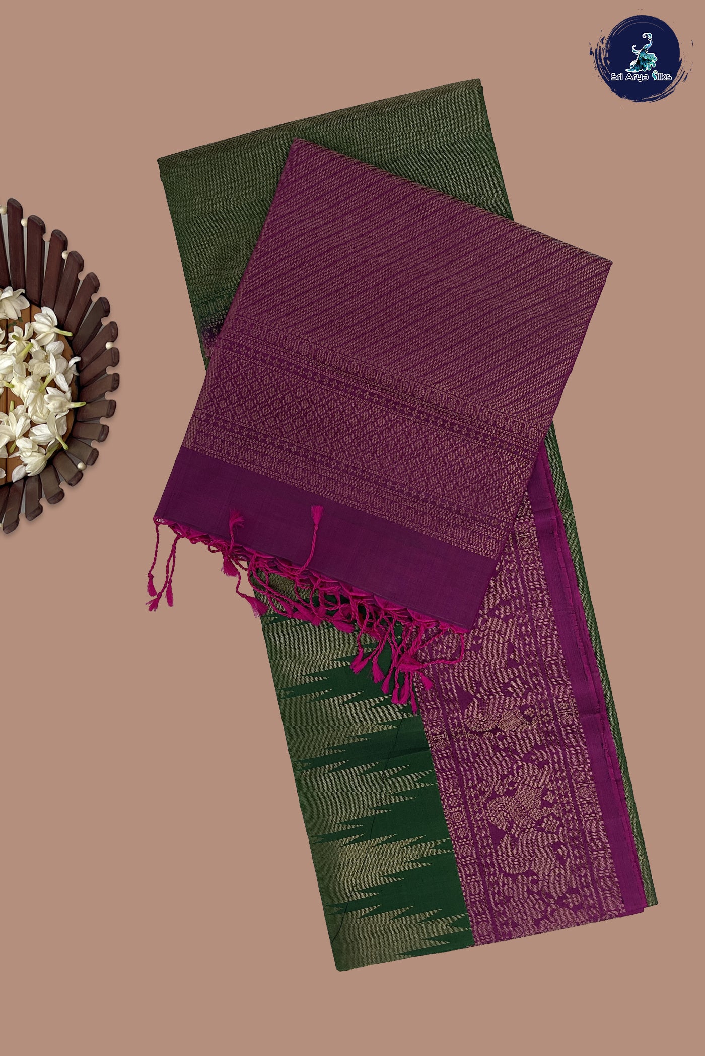 Dark Green Soft Silk Saree With Tissue Brocade Pattern