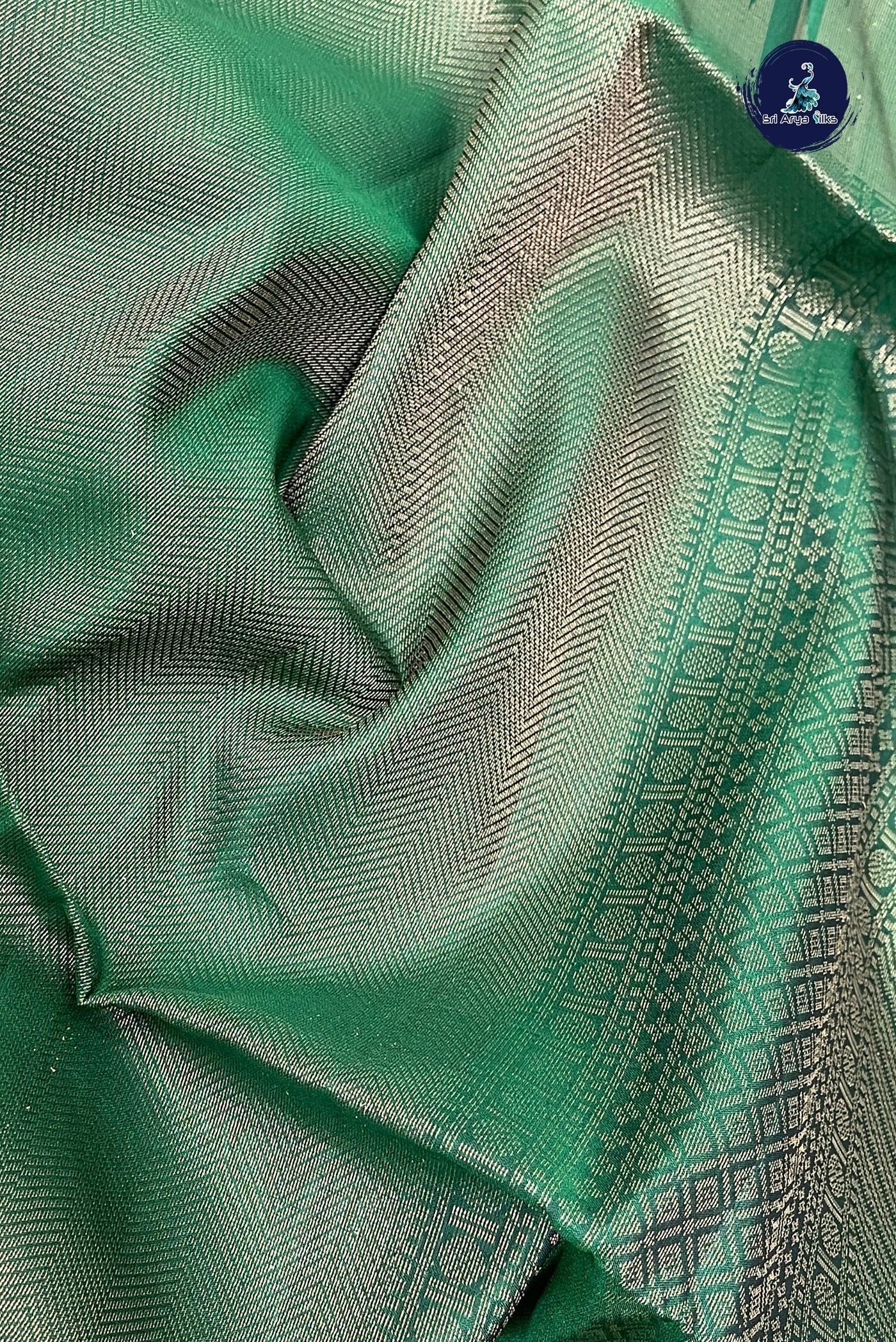 Dark Green Soft Silk Saree With Tissue Brocade Pattern