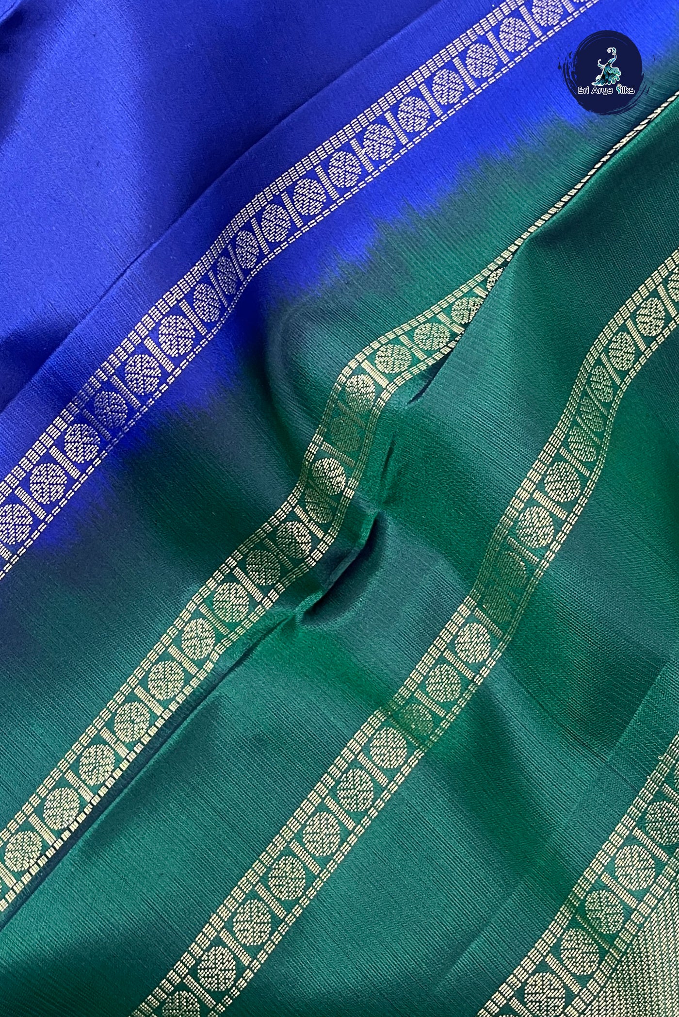 MS Blue Rettaippade Border Silk Saree With Plain Pattern