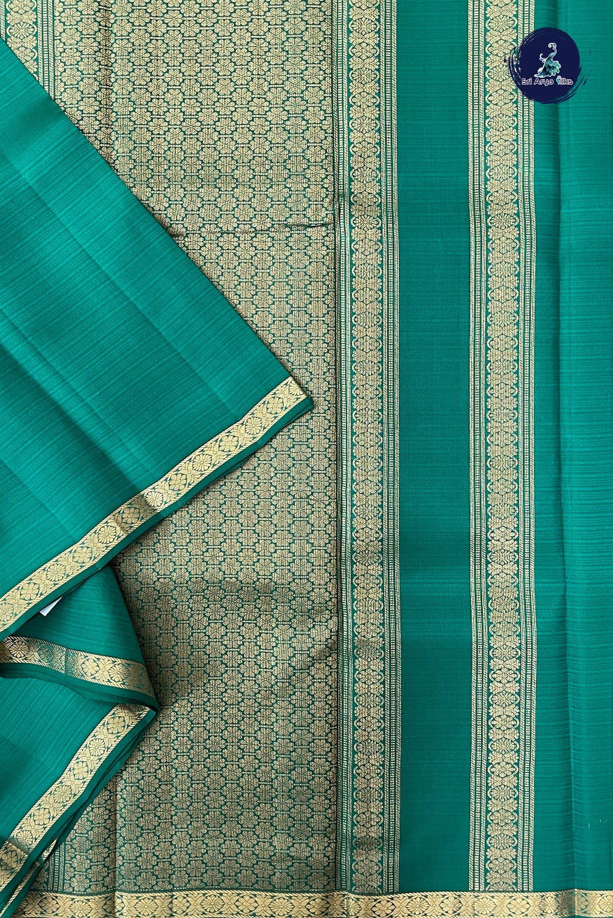 Teal Light Weight Silk Saree With Doria Lines Pattern